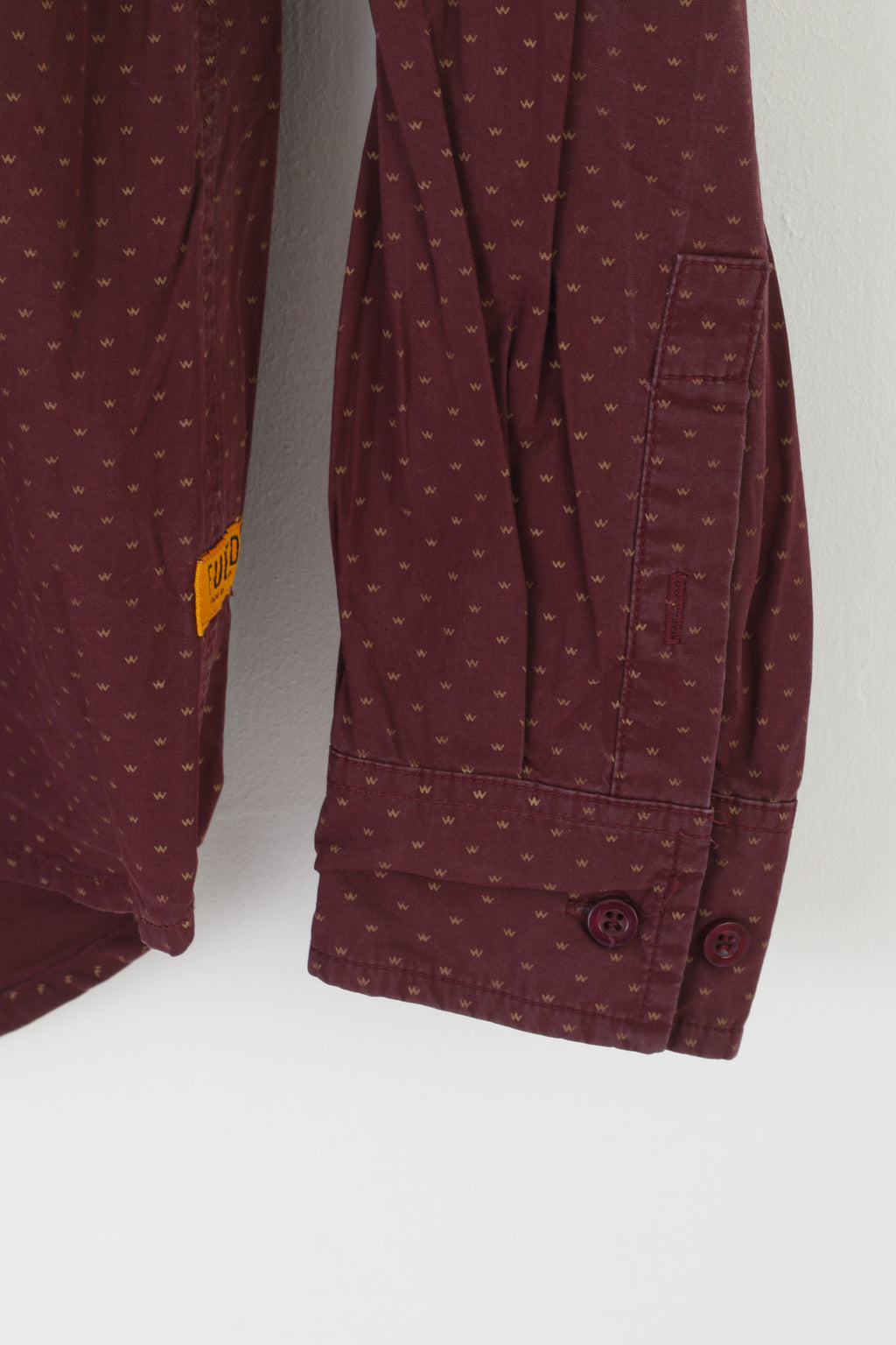 Fuel'D Men M Casual Shirt Burgundy Cotton Camouflage Pocket Printed Long Sleeve Top