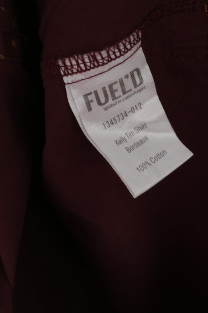 Fuel'D Men M Chemise décontractée Bordeaux Coton Camouflage Poche Imprimé Haut à manches longues