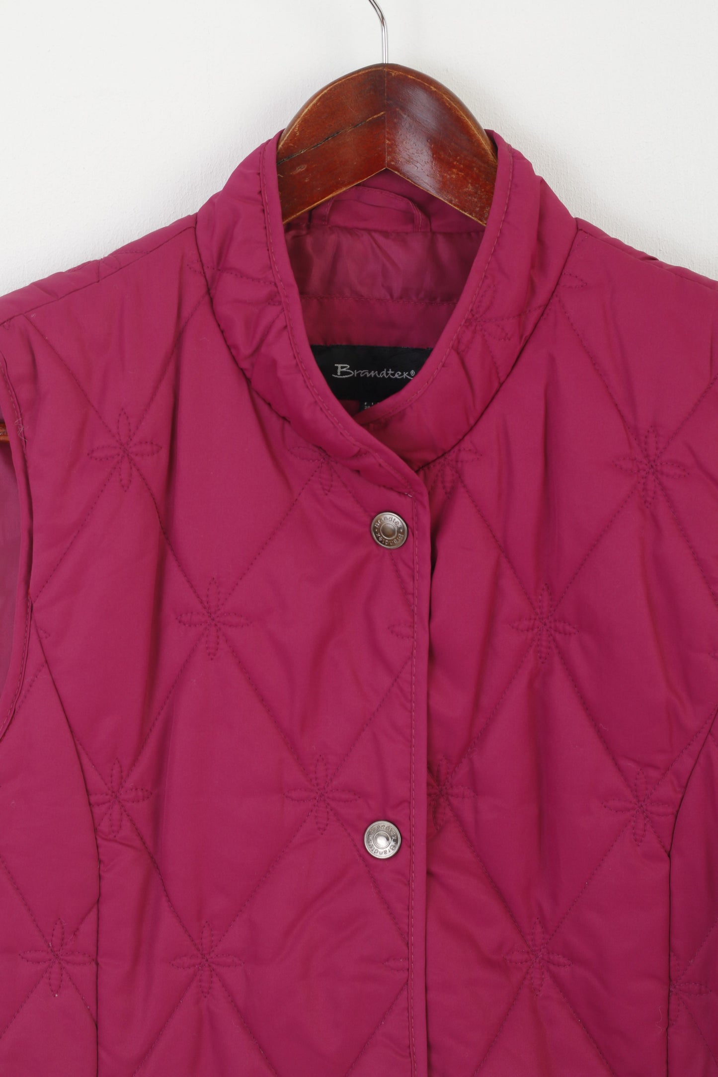 Brandtex Women 36 10 S Bodywarmer Pink Vintage Lightweight Snap Outwear Vest