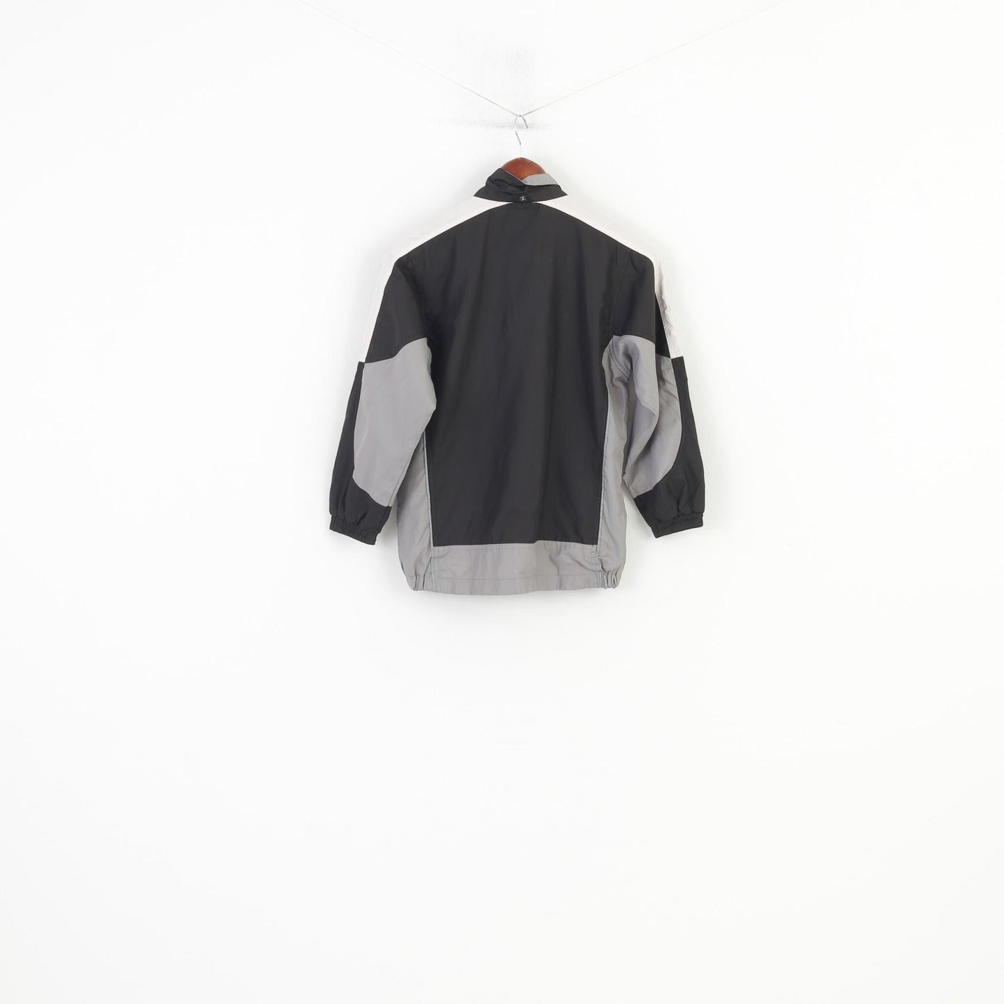 Umbro Boys 140 Jacket Full Zipper Sport Black Grey Outwear Vintage Top