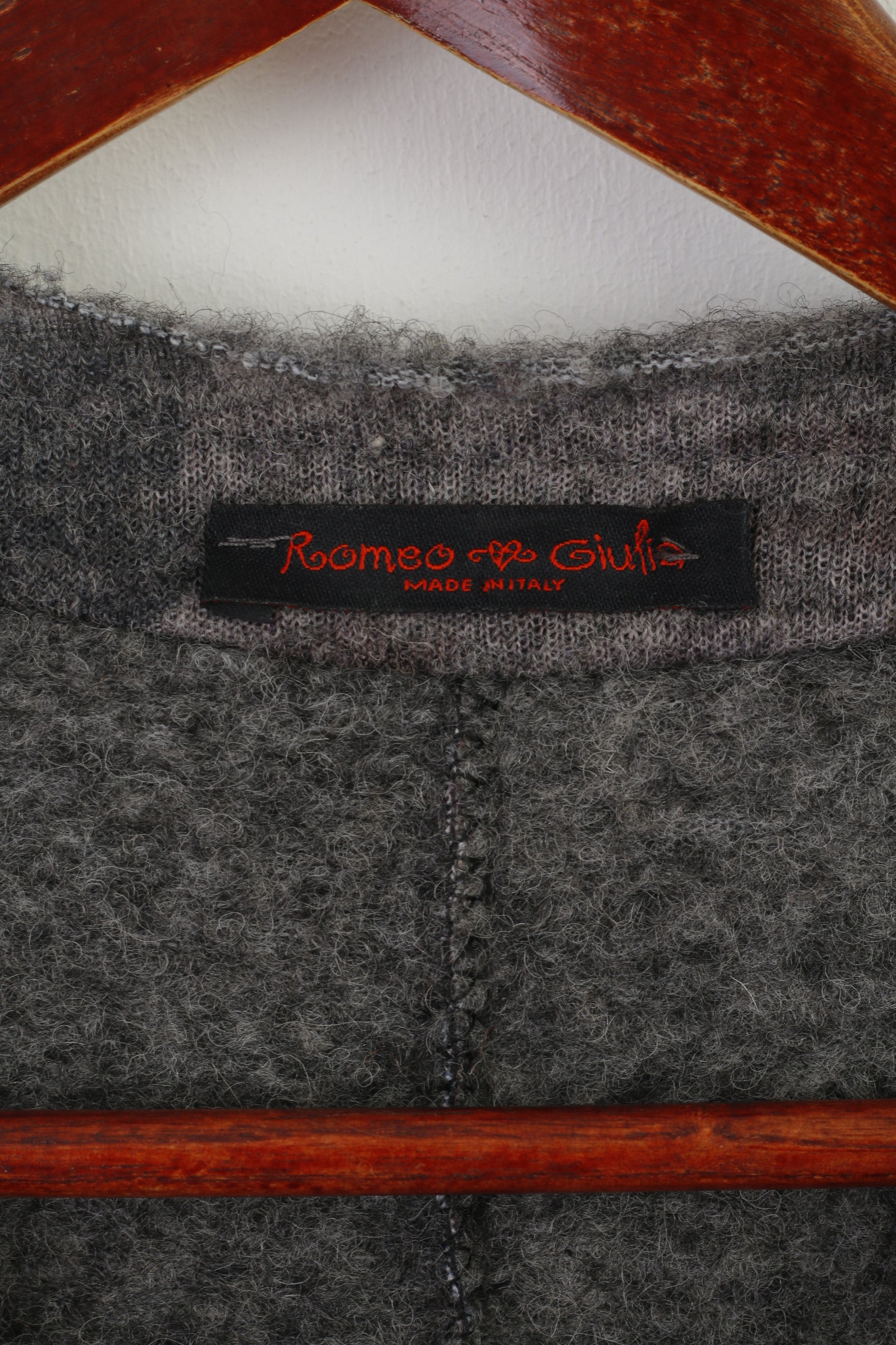 Romeo & Giulia Women M Sweater Gray Wool Cardigan Made in Italy Sequins Top