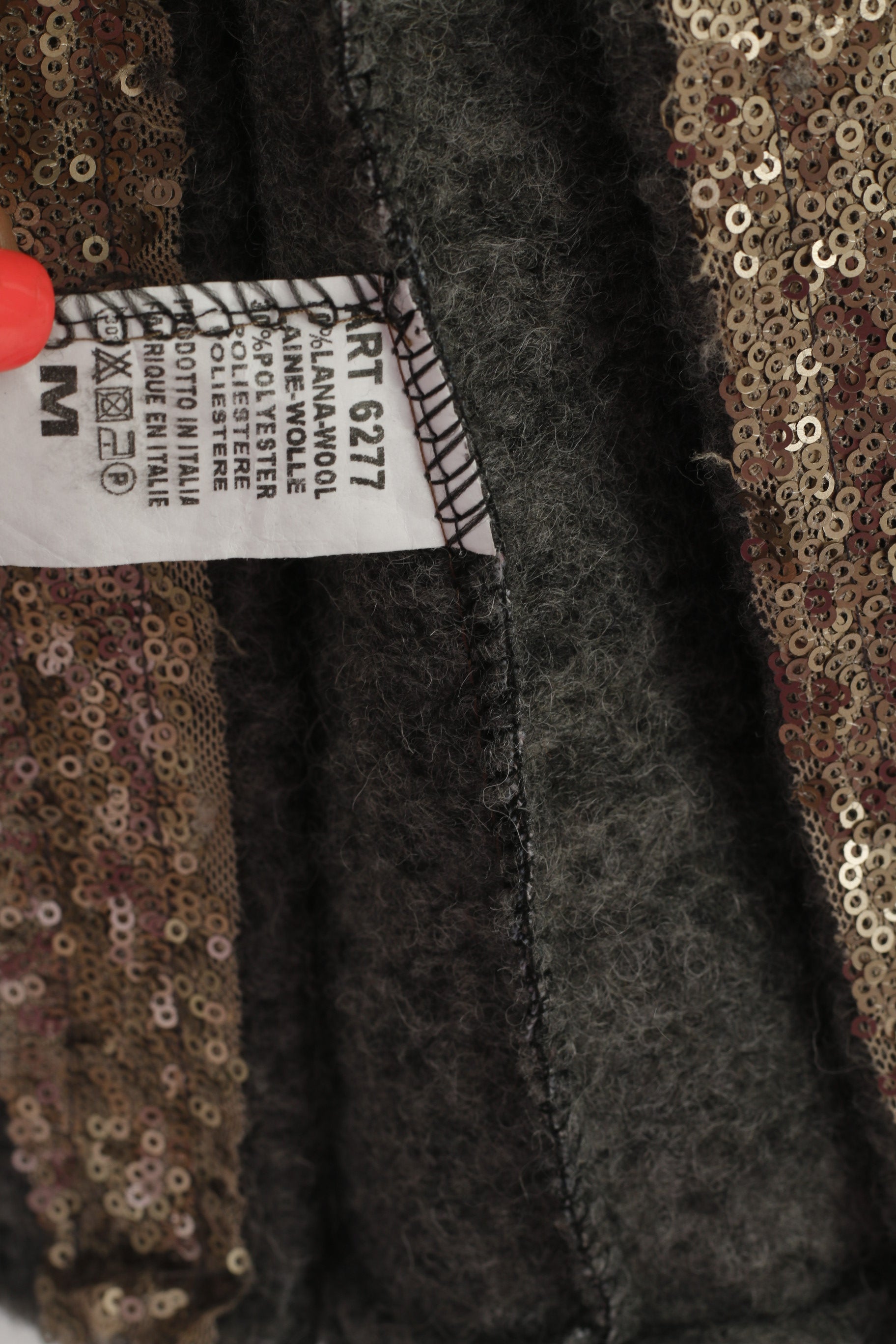 Romeo & Giulia Women M Sweater Gray Wool Cardigan Made in Italy Sequins Top