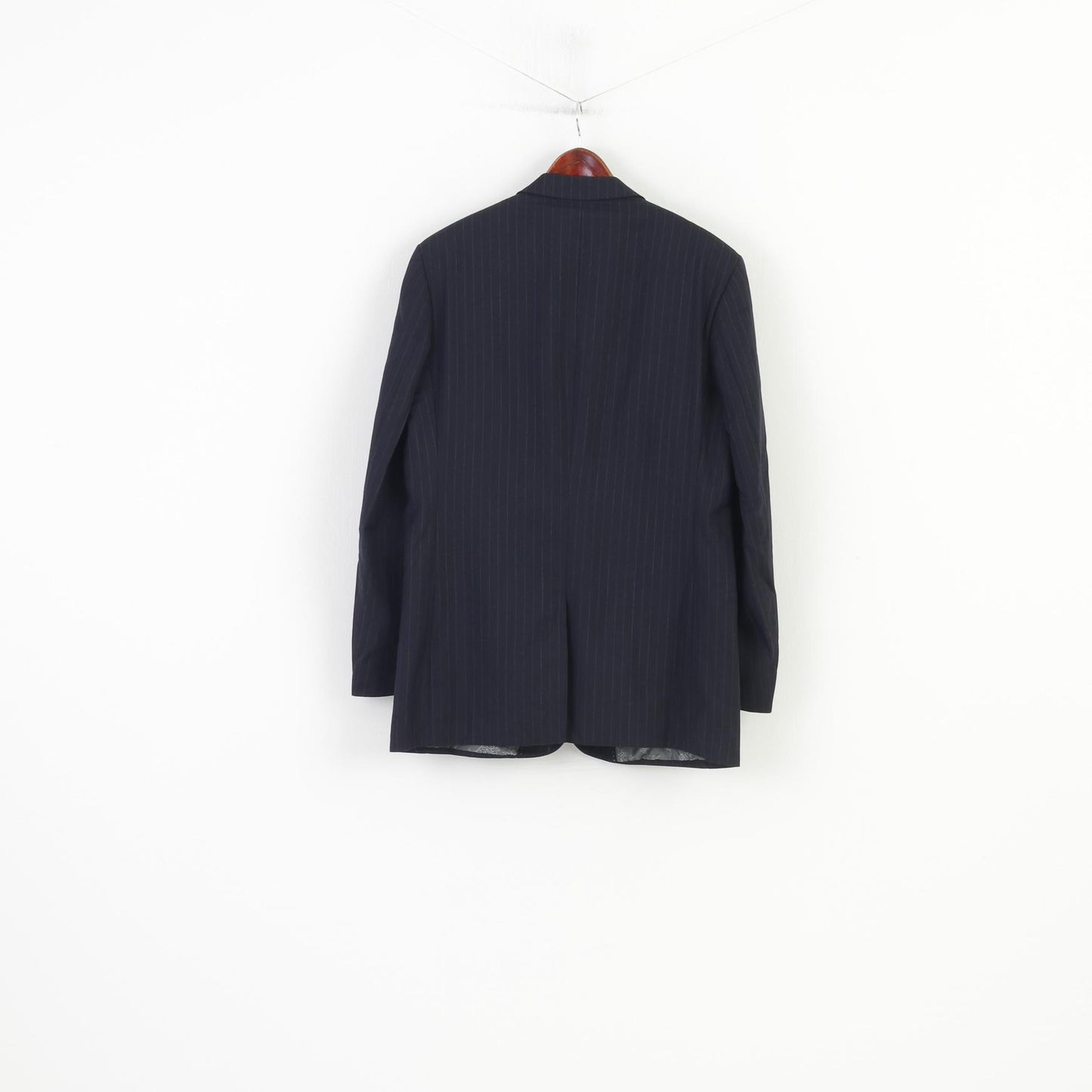Pierre Cardin Uomo 44 54 Blazer Giacca monopetto vintage in lana a righe blu scuro