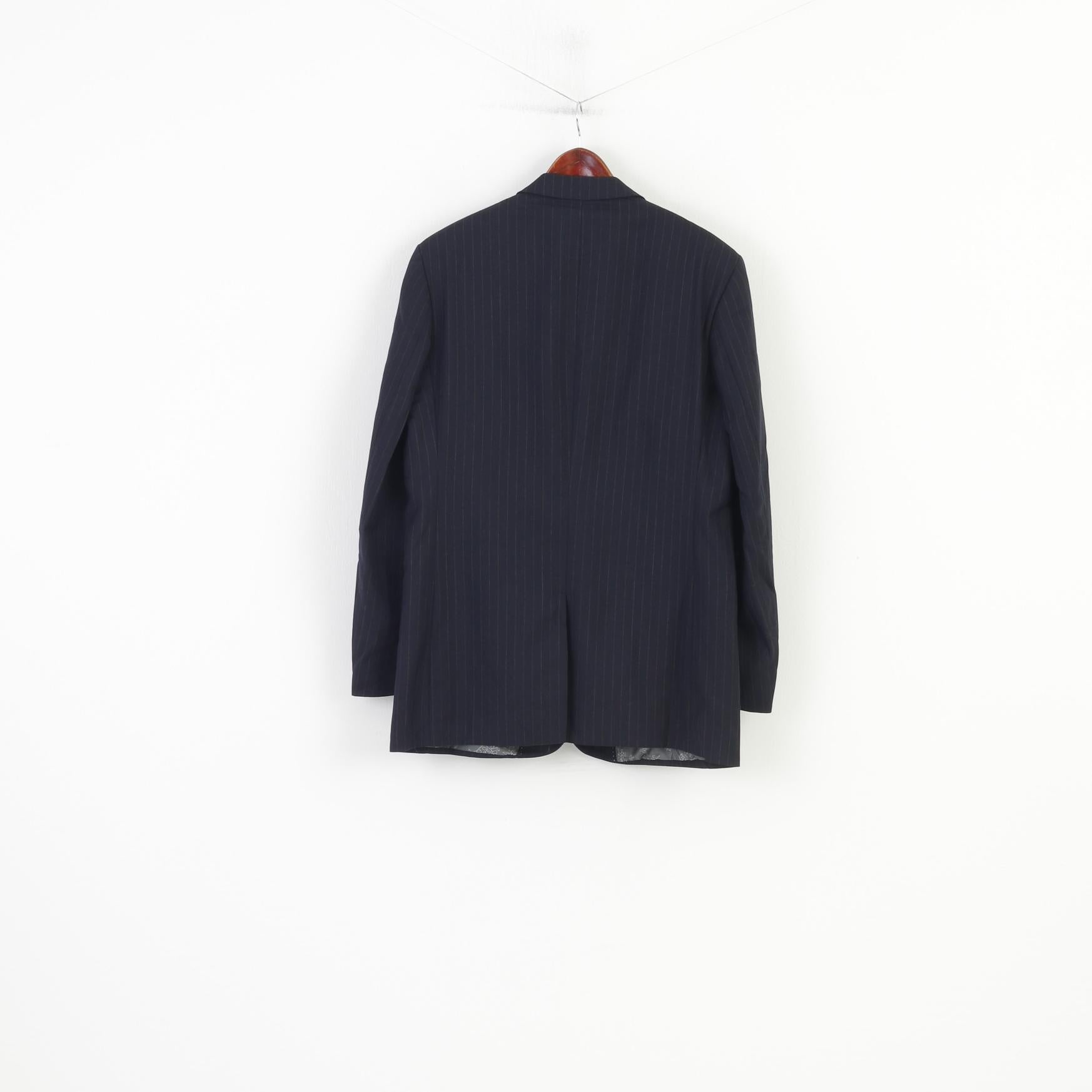 Pierre Cardin Uomo 44 54 Blazer Giacca monopetto vintage in lana a righe blu scuro