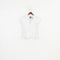 Gant Women XXL L Polo Shirt White V Neck Short Sleeve Cotton Elastane Vintage Top