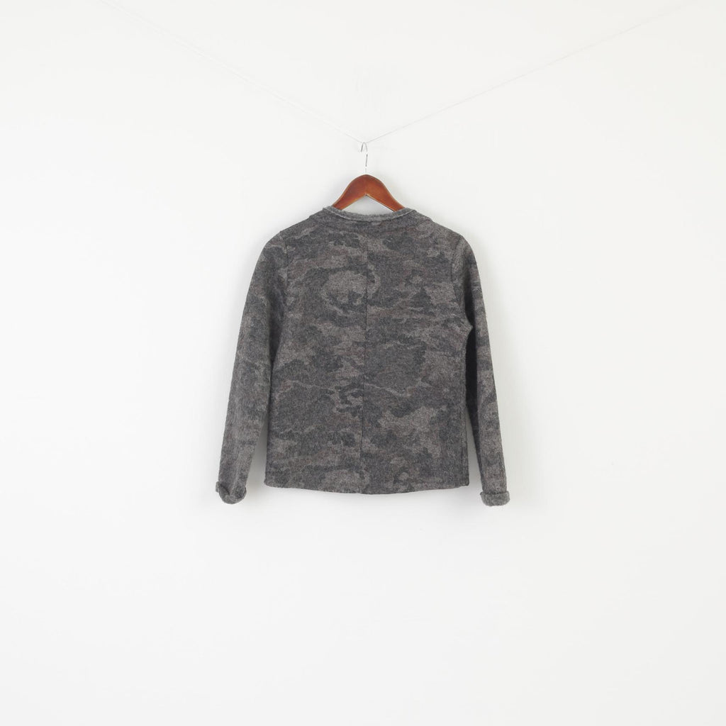 Romeo &amp; Giulia Maglia Donna M Cardigan in Lana Grigia Made in Italy Top Paillettes