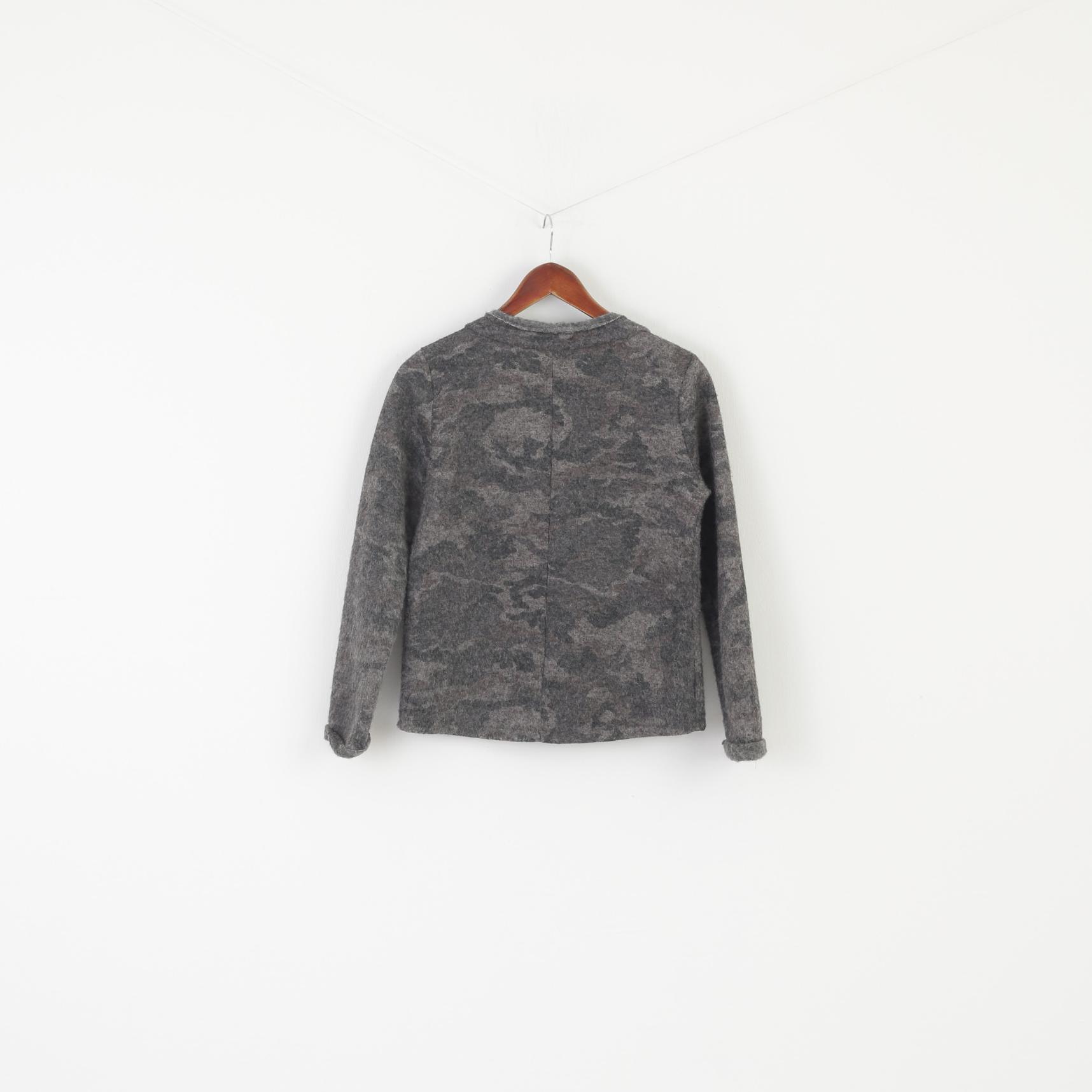 Romeo &amp; Giulia Maglia Donna M Cardigan in Lana Grigia Made in Italy Top Paillettes