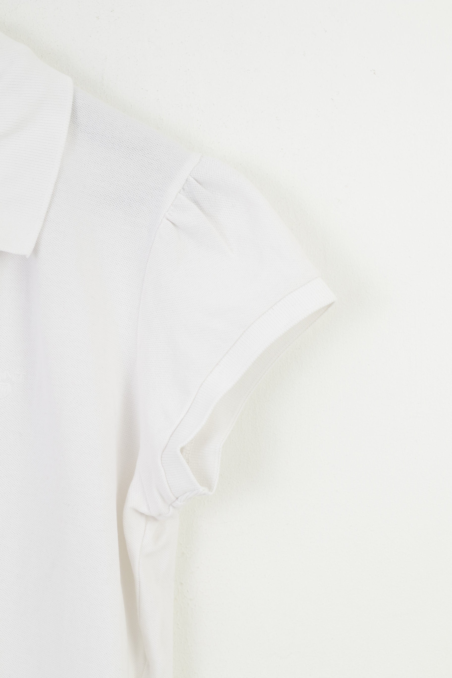 Gant Polo da donna XXL L Top vintage bianco con scollo a V a maniche corte in cotone elastan