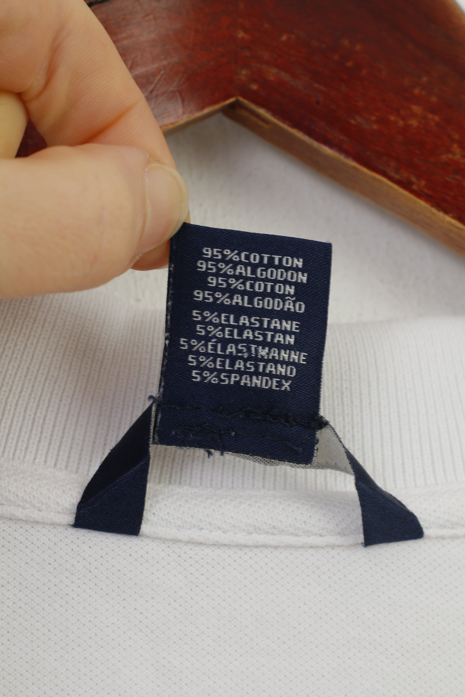 Gant Polo da donna XXL L Top vintage bianco con scollo a V a maniche corte in cotone elastan