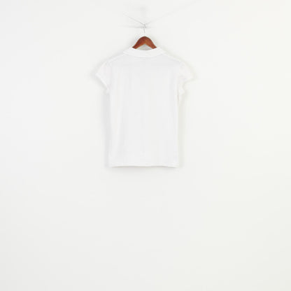 Gant Women XXL L Polo Shirt White V Neck Short Sleeve Cotton Elastane Vintage Top