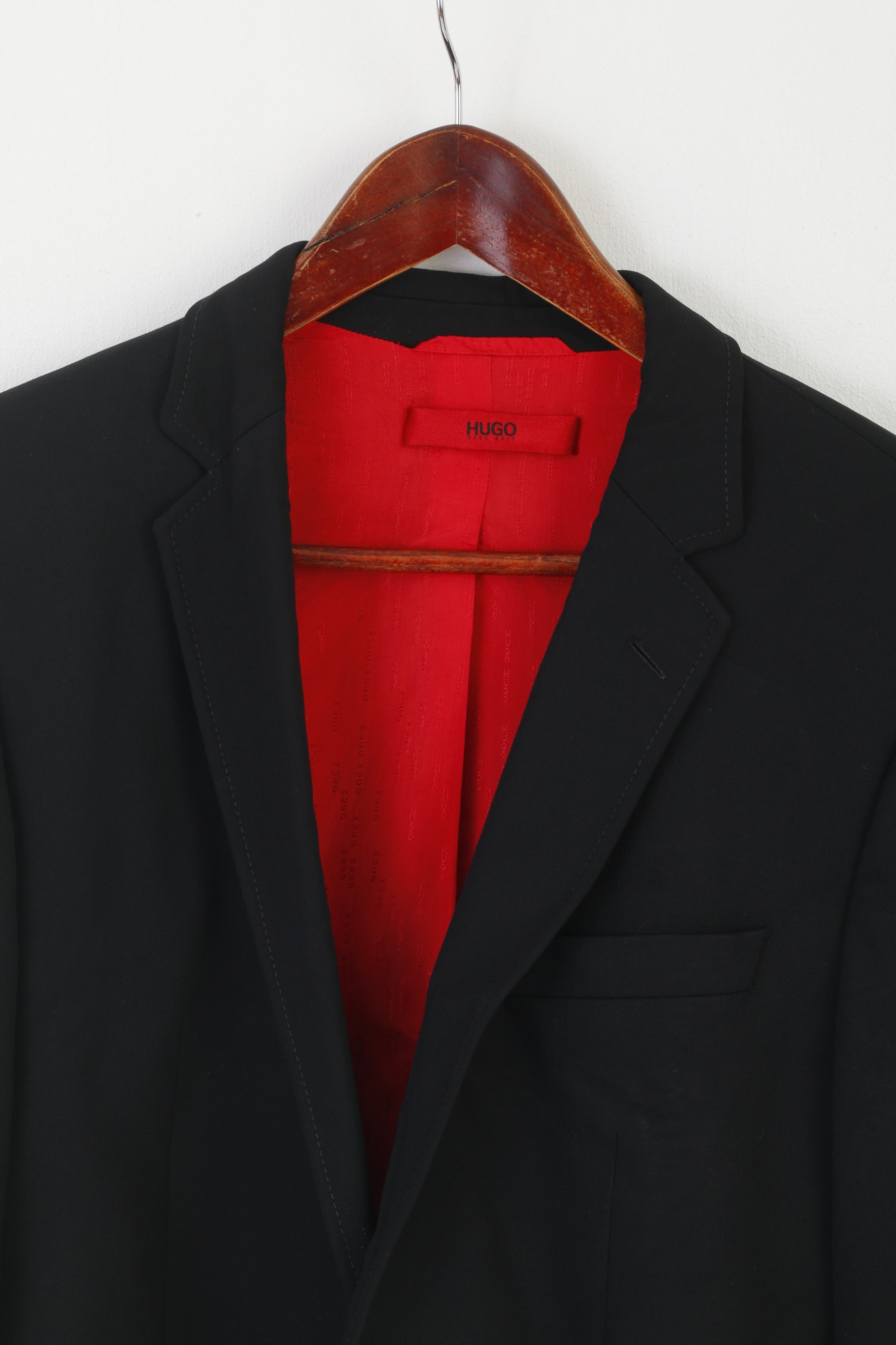 Hugo Boss Men 48 38 Blazer Black Wool Aiko Heise Vintage Single Breast