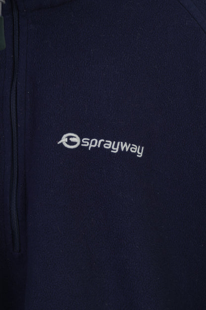Sprayway Men L Fleece  Sweatshirt Navy Zip Neck  Sportswear Padded Collar Vintage Top