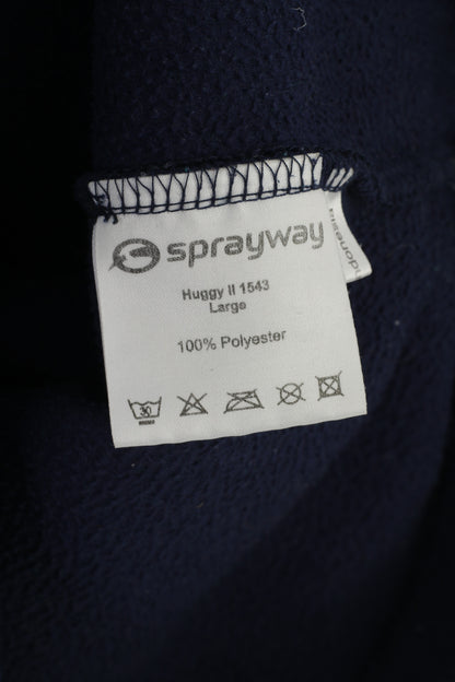 Sprayway Men L Sweatshirt Polaire Marine Zip Neck Sportswear Col Rembourré Vintage Top