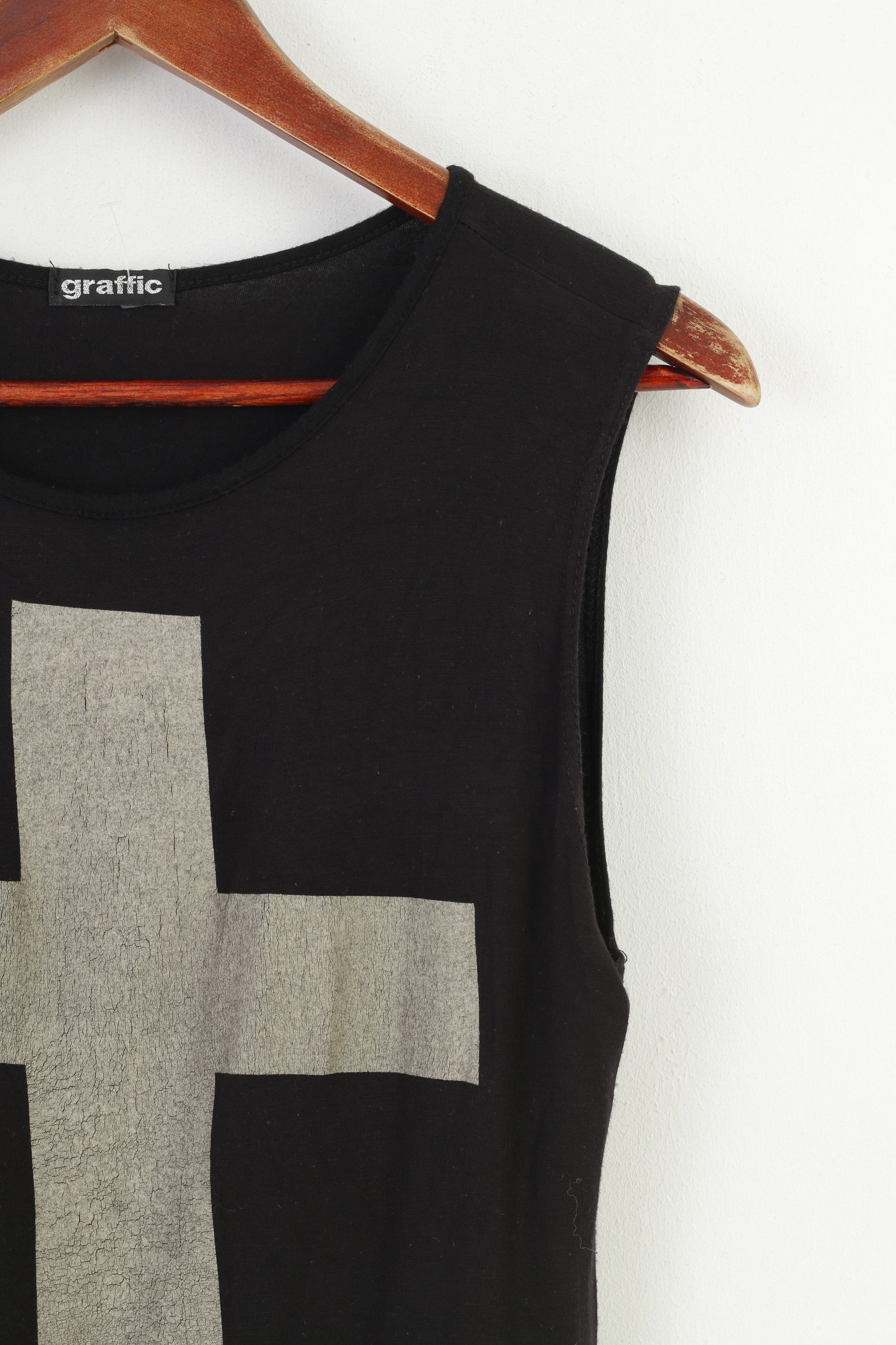 Graffic Maglietta da donna M senza maniche con stampa incrociata Top elastico estivo nero