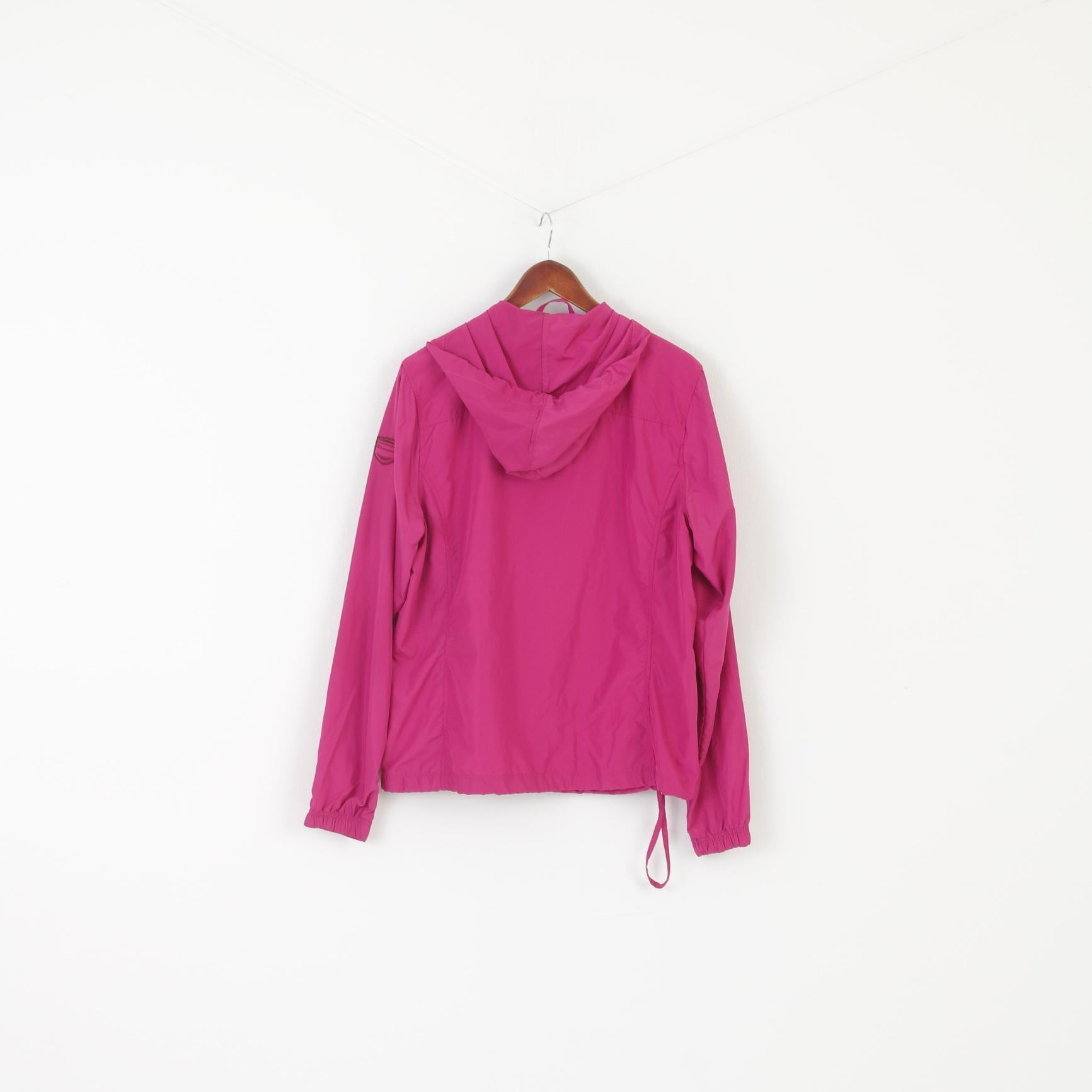 Champion Women L Jacket Pink Vintage Hood Windbreaker Zip Up Lightweight Top