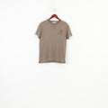 Replay Men M Shirt Cotton Short Sleeve Brown Tee Shirt Crew Neck Authentic Vintage Top