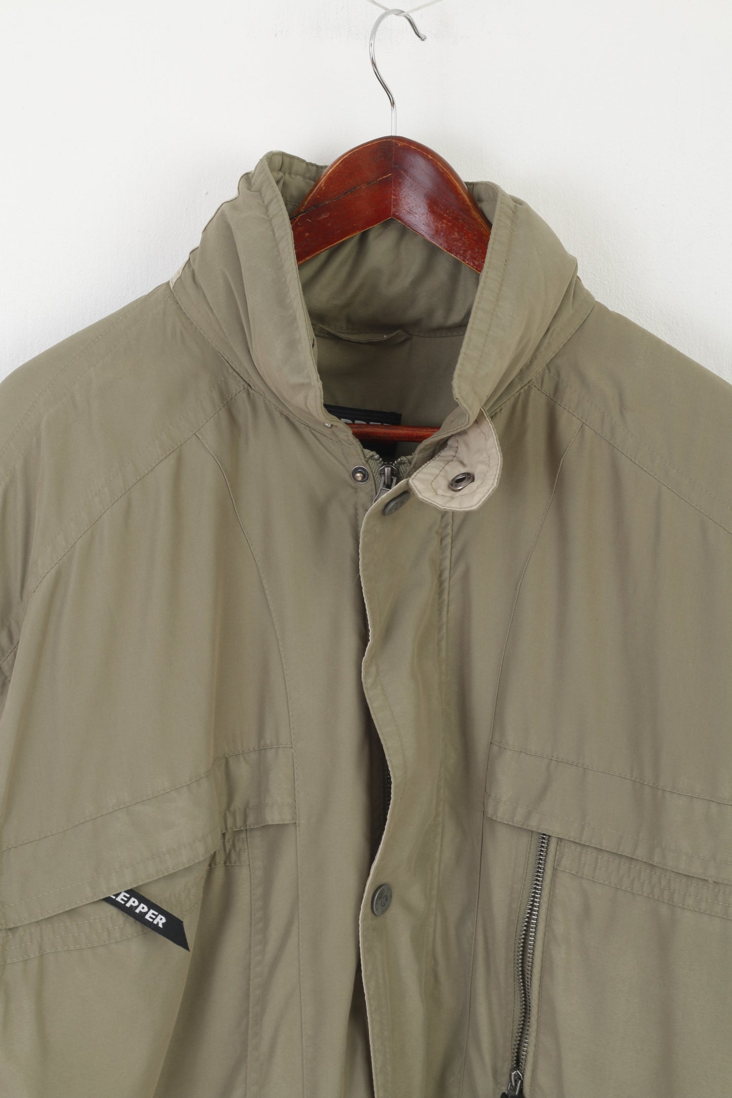 Klepper Men 52 L Jacket Khaki Vintage Aqua Stop Hidden Hood Lined Outdoor Top