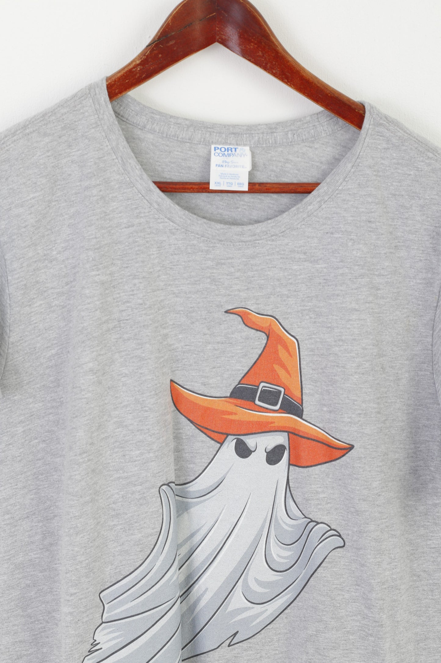 Port &amp; Company Femme XXL T-Shirt Gris Coton Haloween Ghost Vintage Top