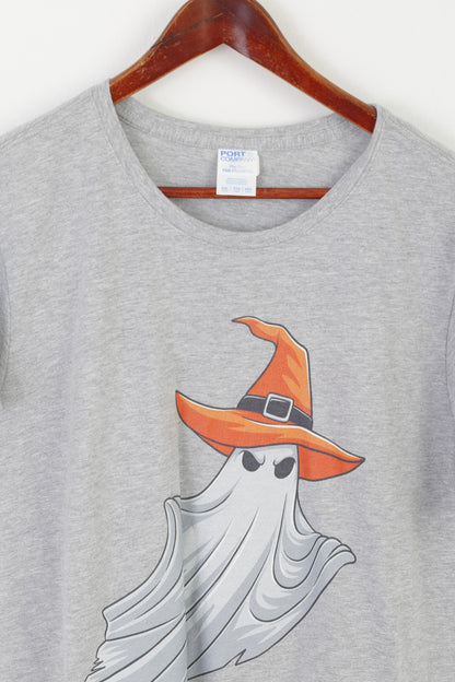 Port &amp; Company Femme XXL T-Shirt Gris Coton Haloween Ghost Vintage Top