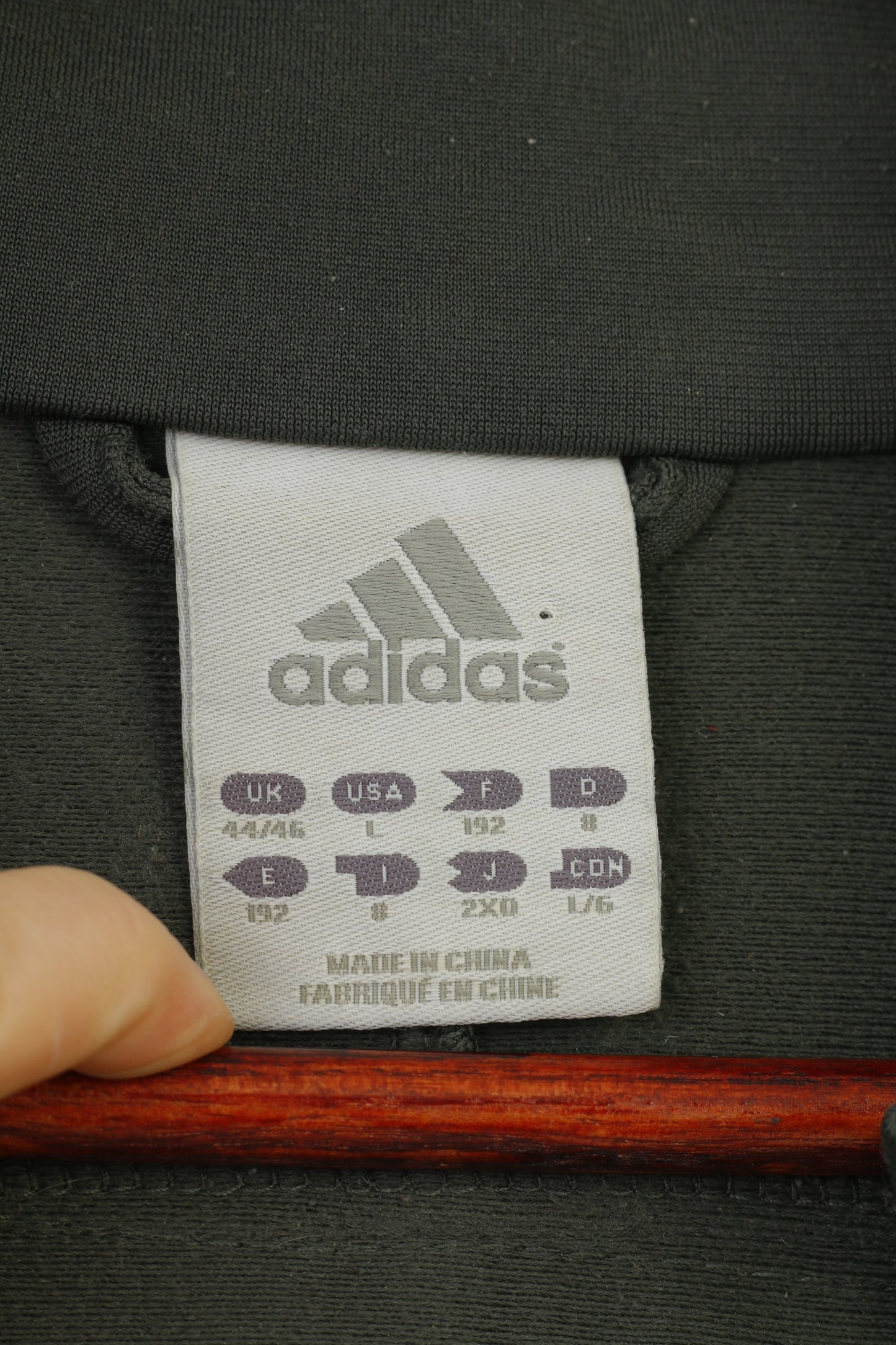 Adidas homme 44 L sweat fermeture éclair complète gris Sportswear Vintage entraînement 3 rayures haut