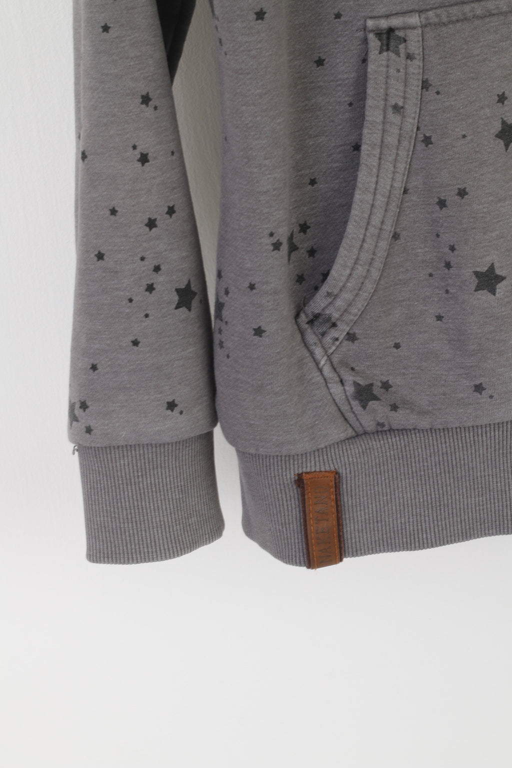 Naketano Women XL Sweatshirt Gray Cotton Hooded Detailed Zip Up Sport Top