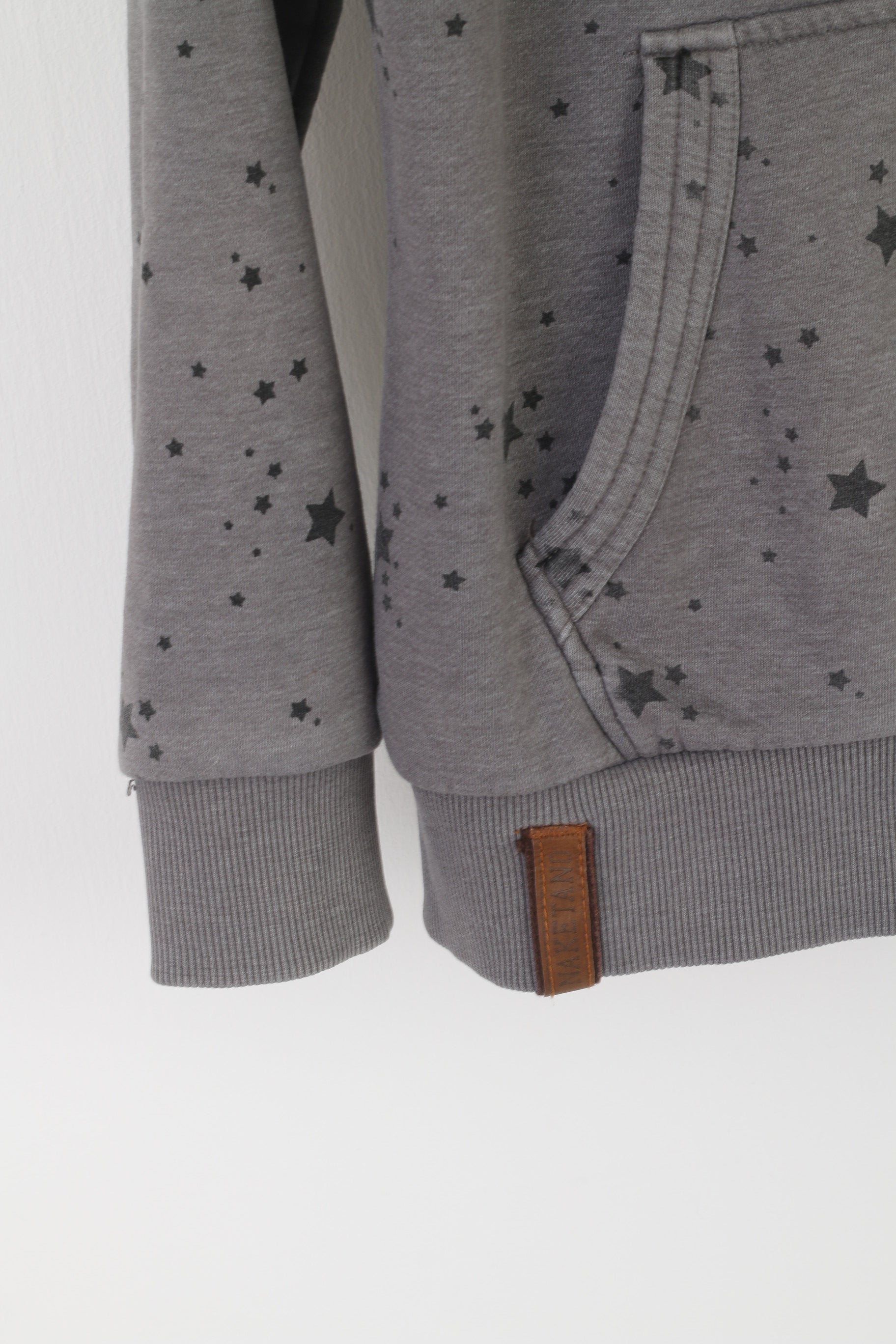 Naketano Women XL Sweatshirt Gray Cotton Hooded Detailed Zip Up Sport Top