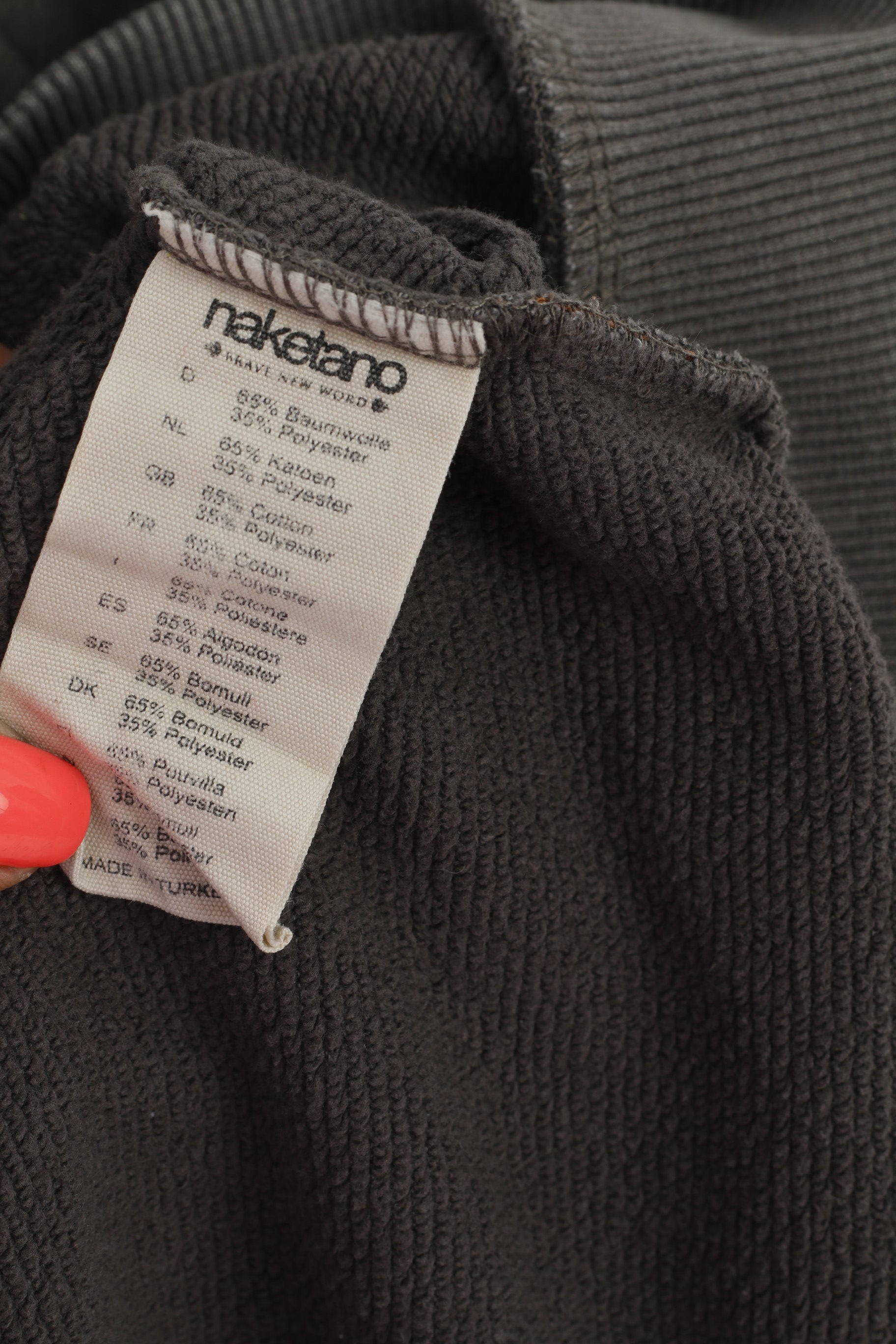 Naketano Women XL Sweatshirt Gray Cotton Hooded Detailed Zip Up Sport Top