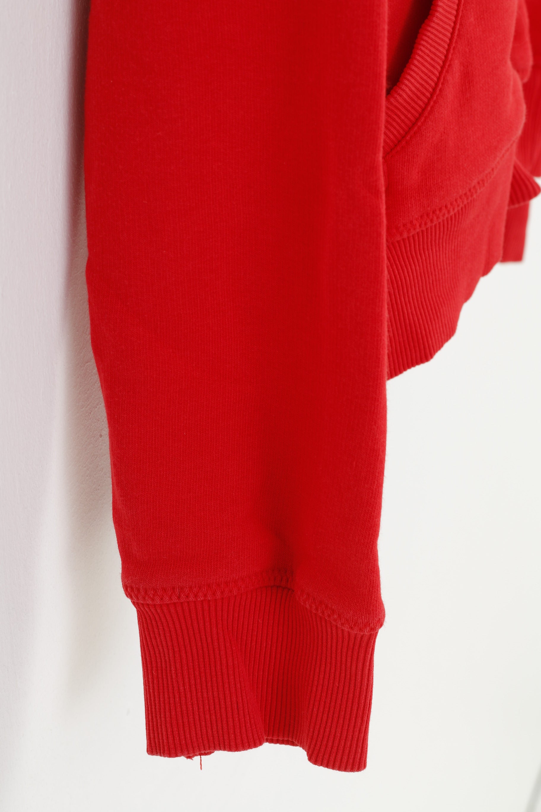 Gant Women M Sweatshirt Red Hooded Full Zipper Cotton Vintage Training Hoodie Top