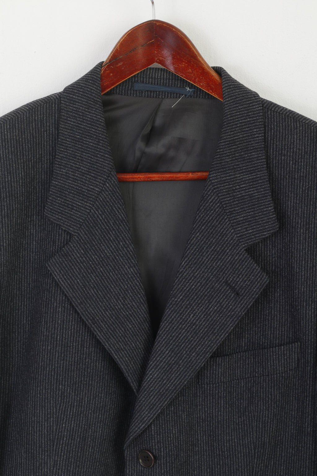 Hugo Boss Men 52 42 Blazer Navy Striped Wool Carlo Basrbera Italy Vintage Jacket