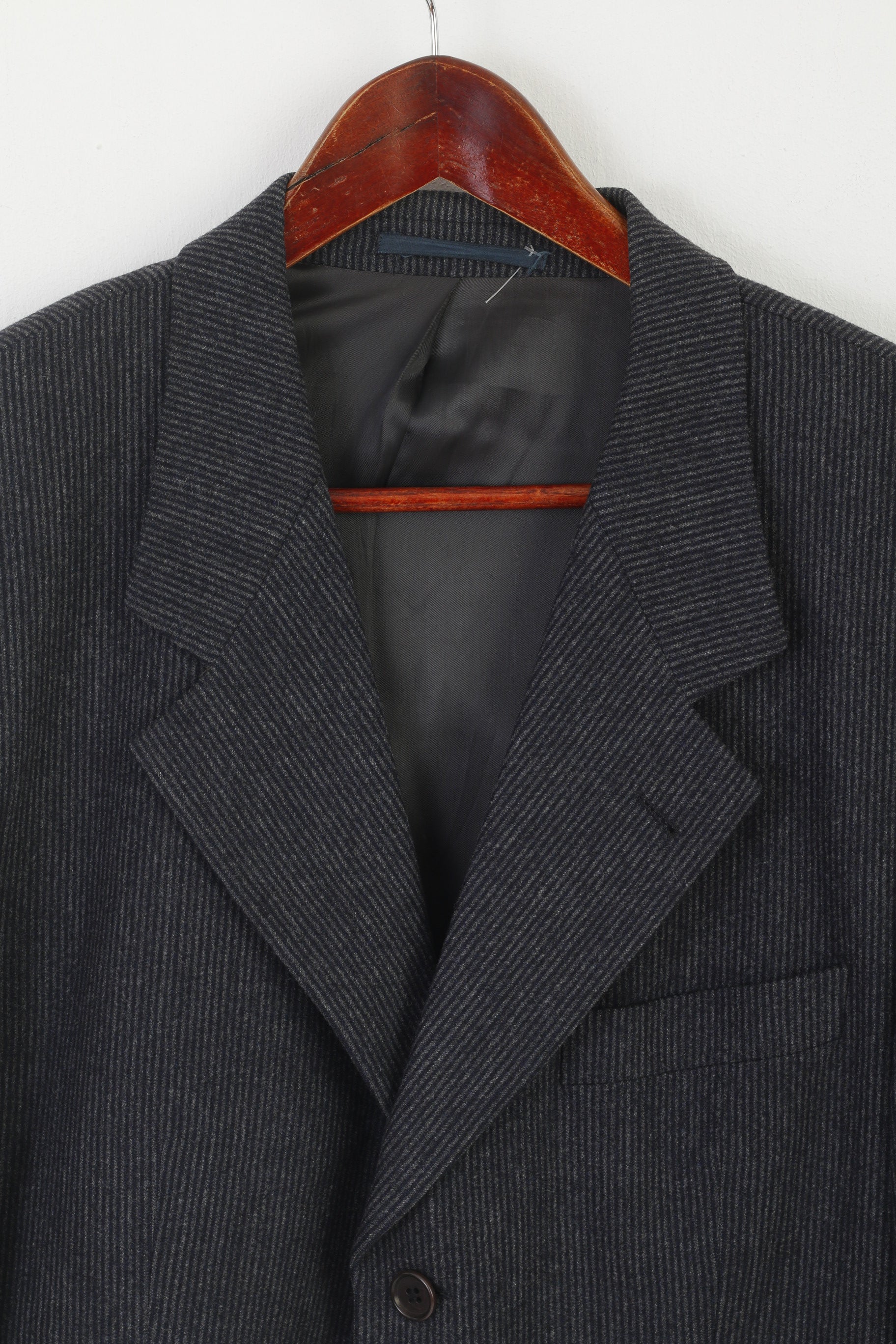 Hugo Boss Men 52 42 Blazer Navy Striped Wool Carlo Basrbera Italy Vintage Jacket