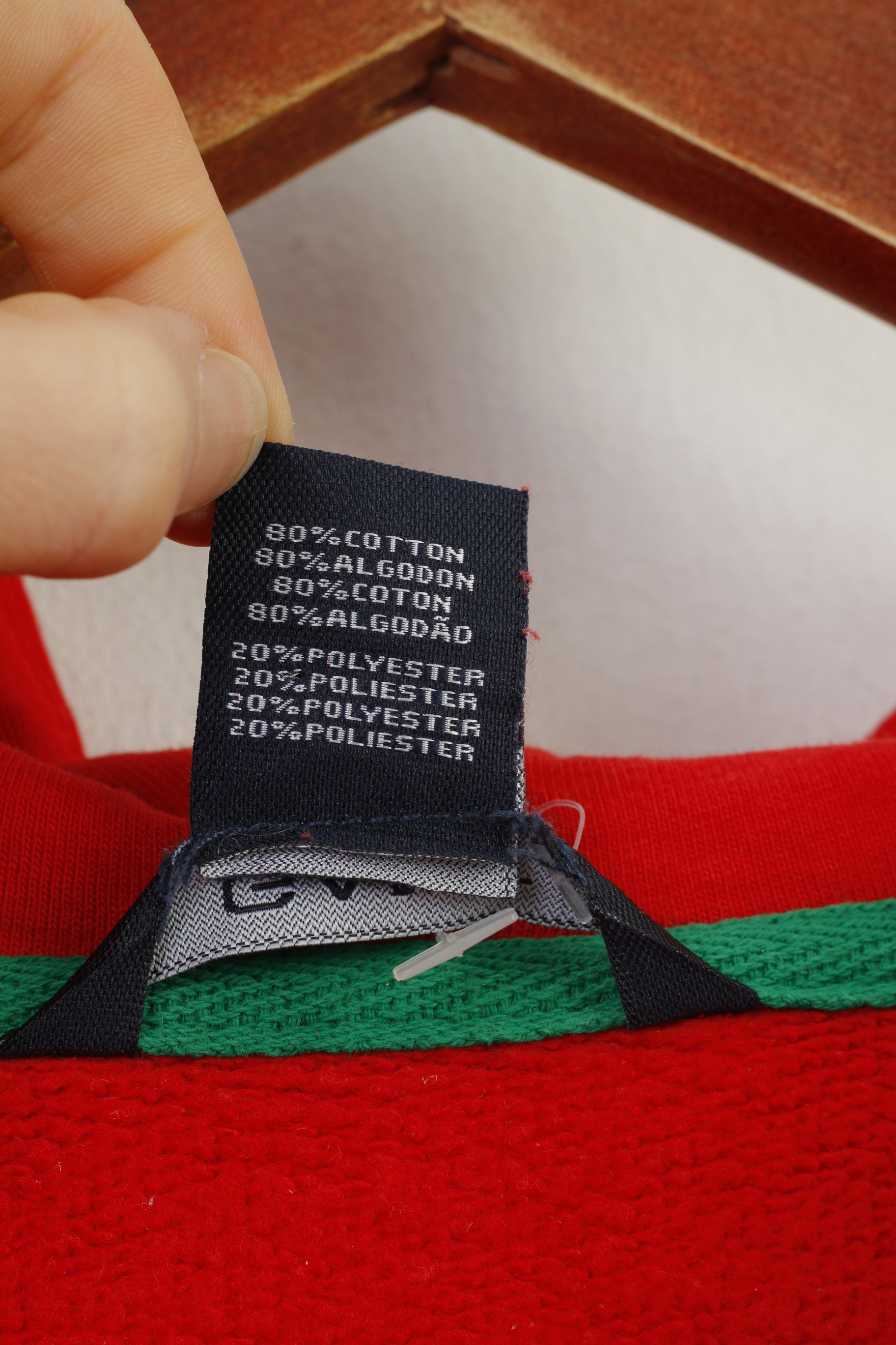 Gant Women M Sweatshirt Red Hooded Full Zipper Cotton Vintage Training Hoodie Top