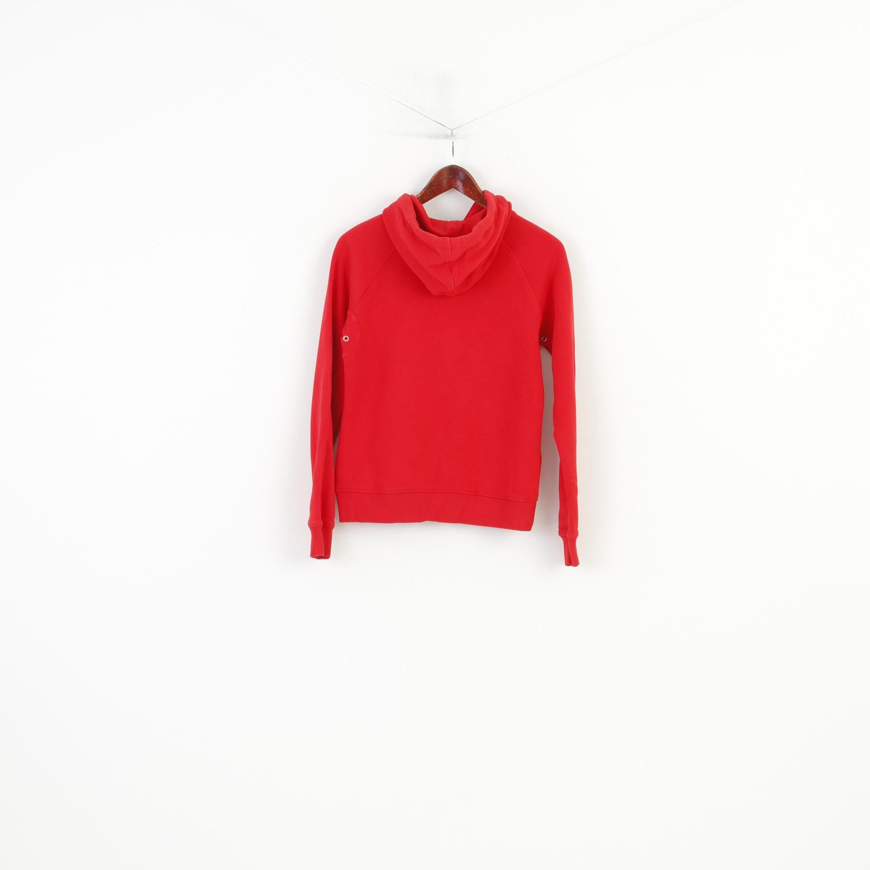 Gant Women M Sweatshirt Red Hooded Full Zipper Cotton Vintage Training Hoodie Top