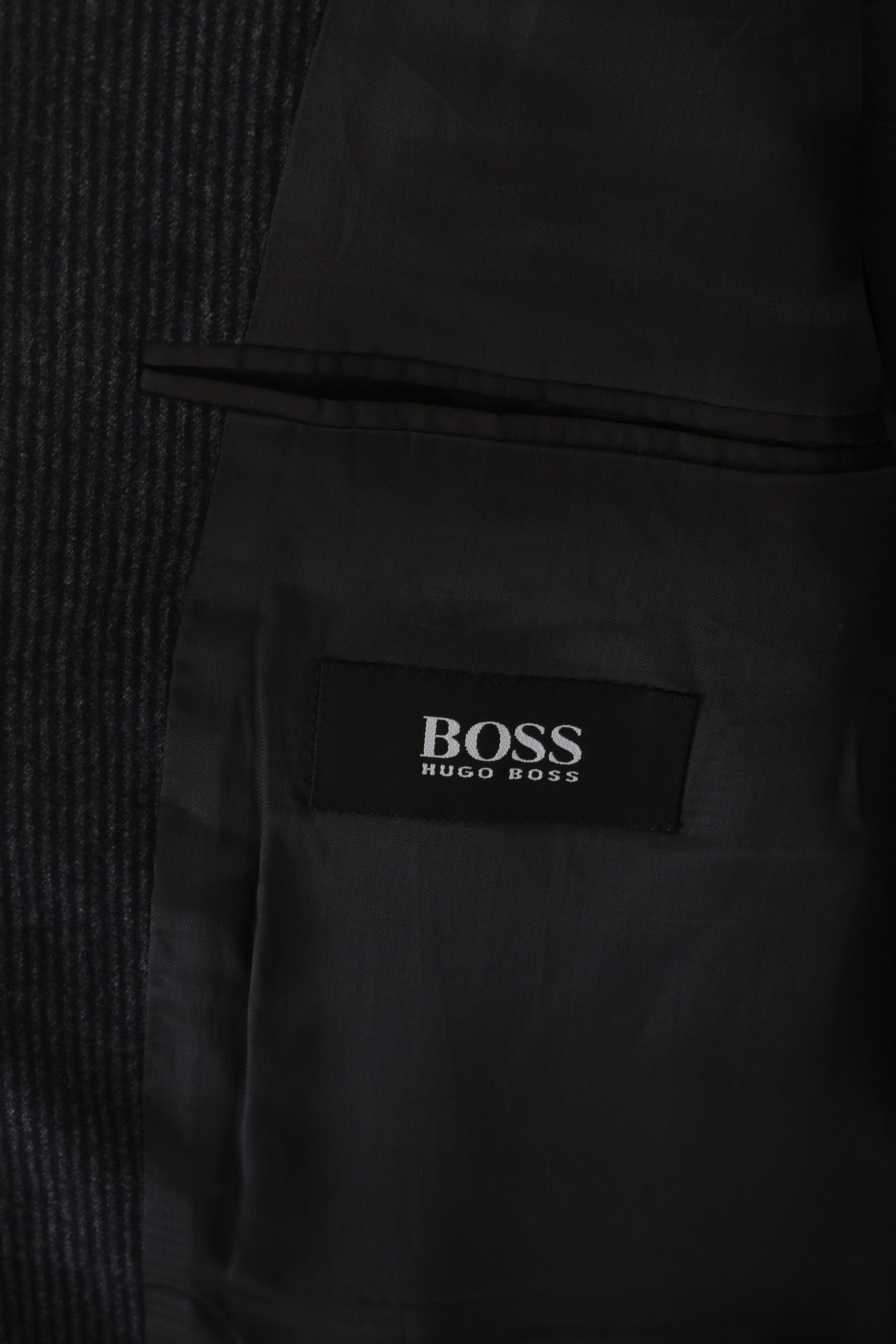 Hugo Boss Men 52 42 Blazer Navy Striped Wool Carlo Basrbera Italy Vintage Jacket