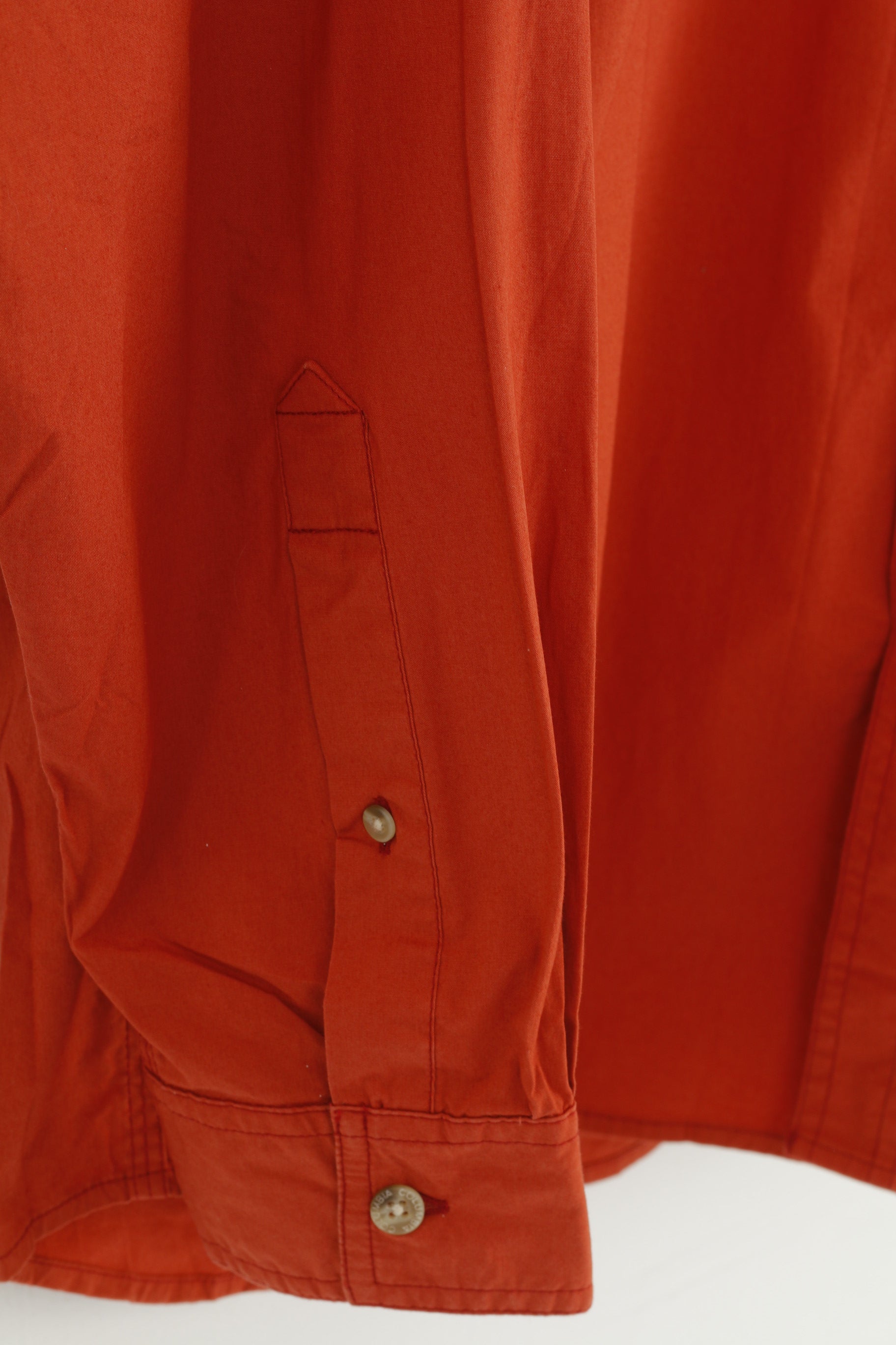 Columbia Men L Casual Shirt Orange Button Collar Long Sleeve Cotton Sportswear Company  Top