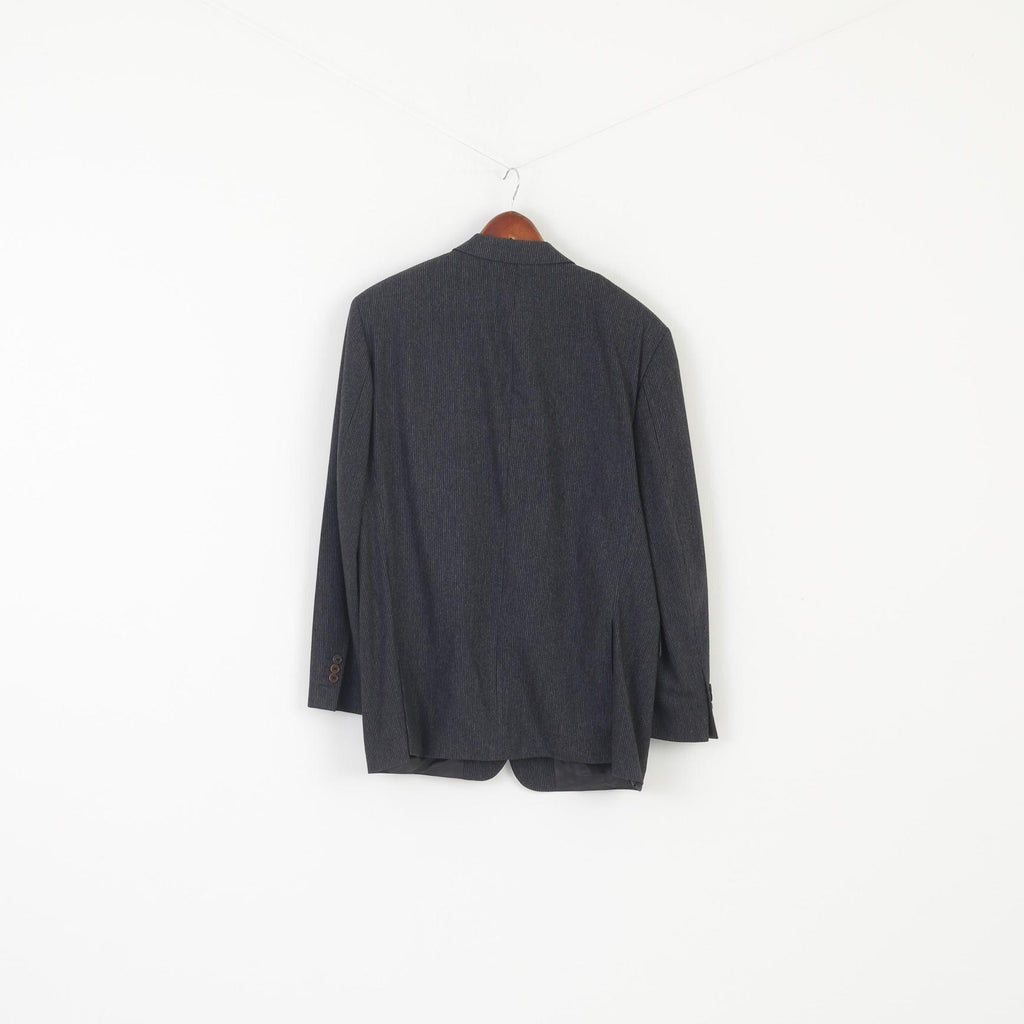Hugo Boss Men 52 42 Blazer Navy Striped Wool Carlo Basrbera Italy Vintage Jacket