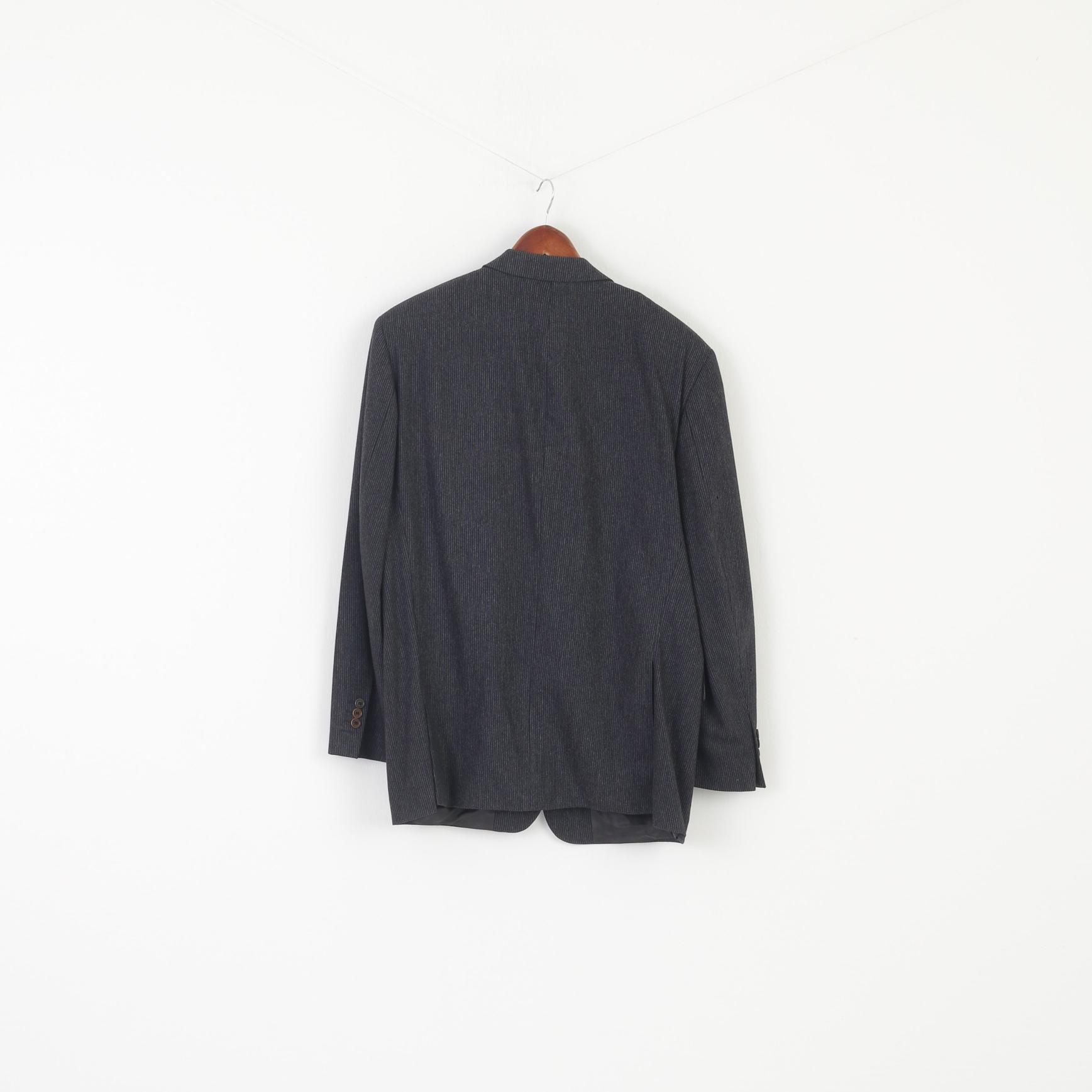 Hugo Boss Men 52 42 Blazer Navy Striped Wool Carlo Basrbera Italy Vintage Jacket