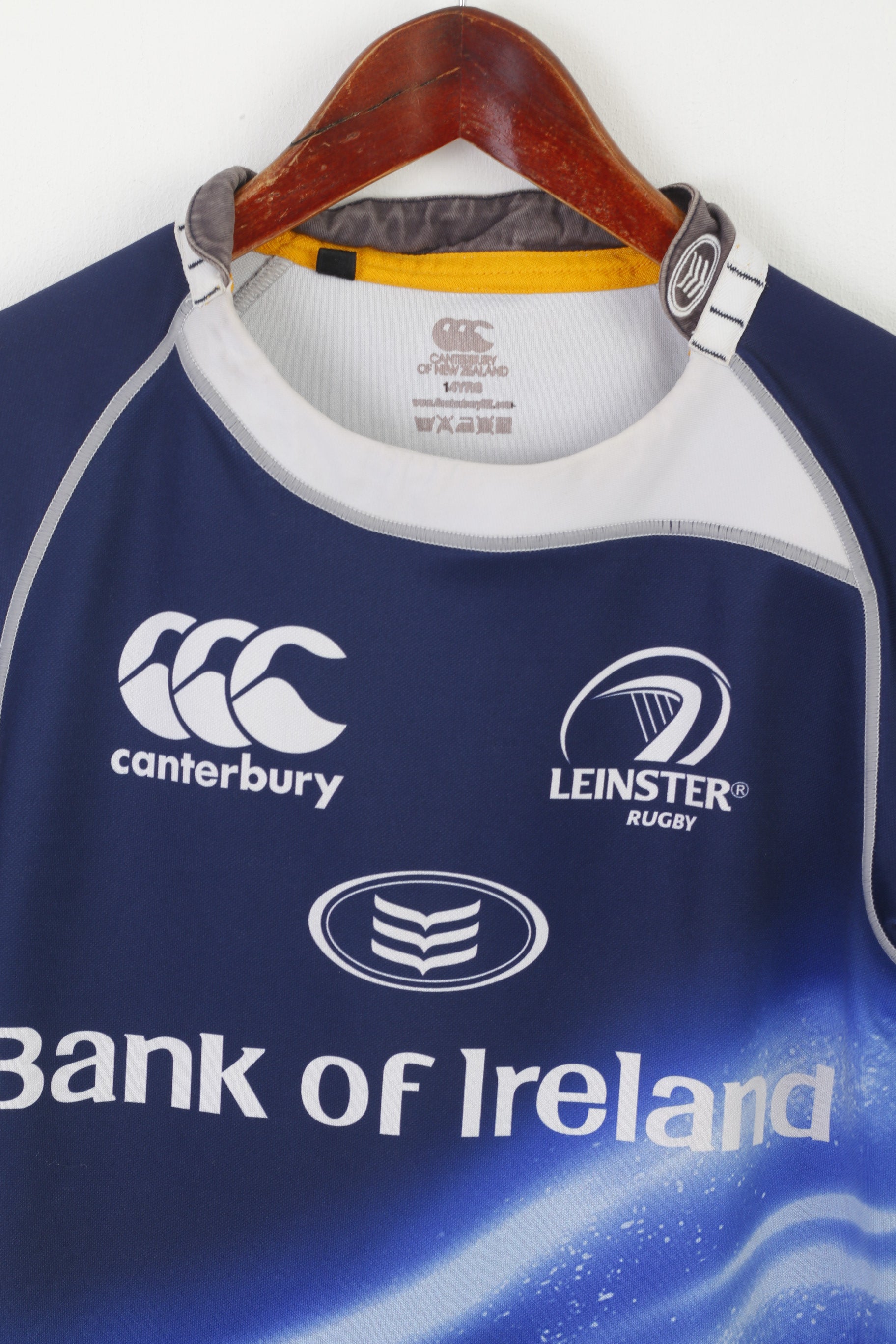 Canterbury of New Zealand Garçons 14 Âge Chemise Marine Leinster Rugby Jersey Vintage Top