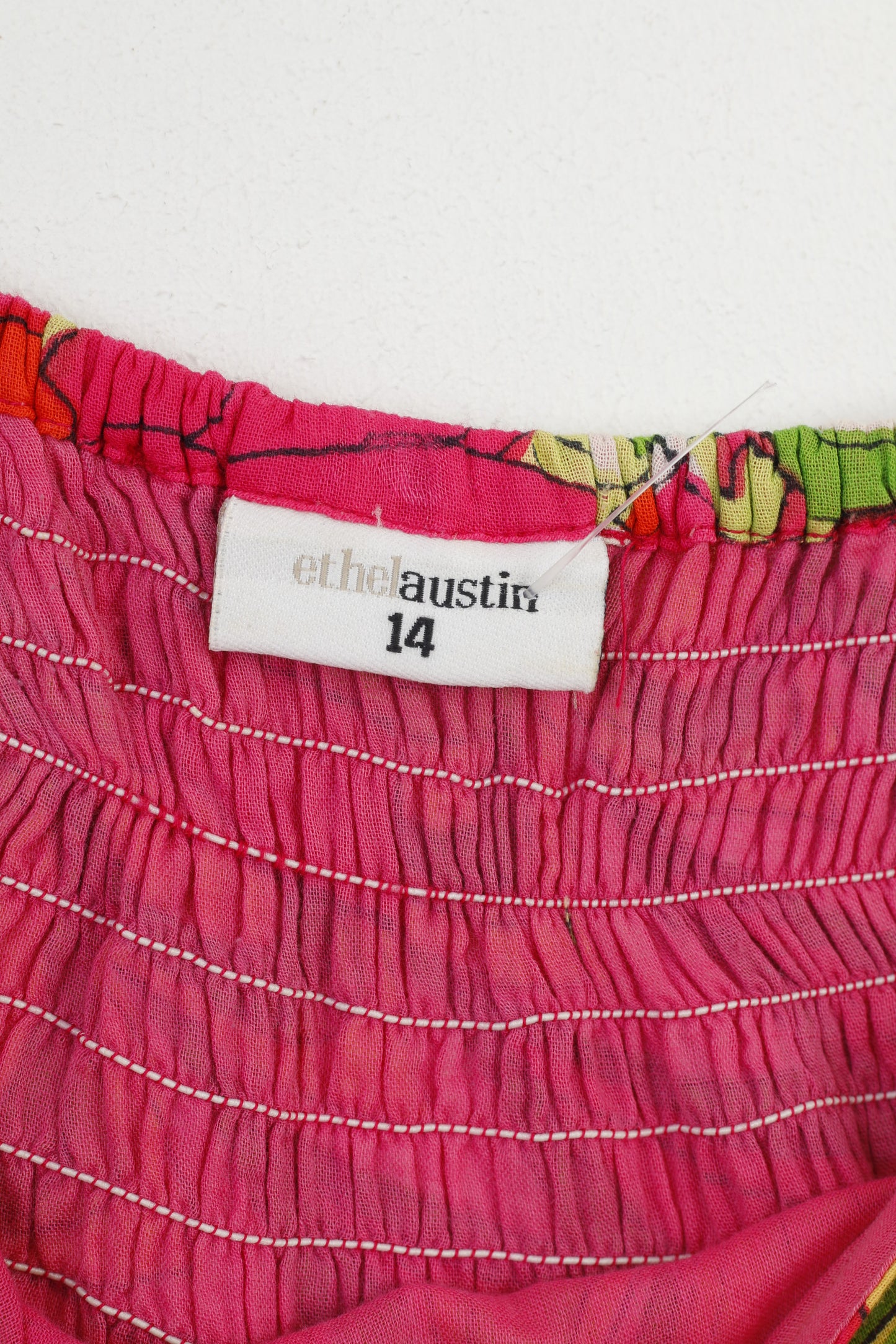 Ethelaustin Robe mi-longue à bretelles en coton évasé multicolore pour femme 14 M