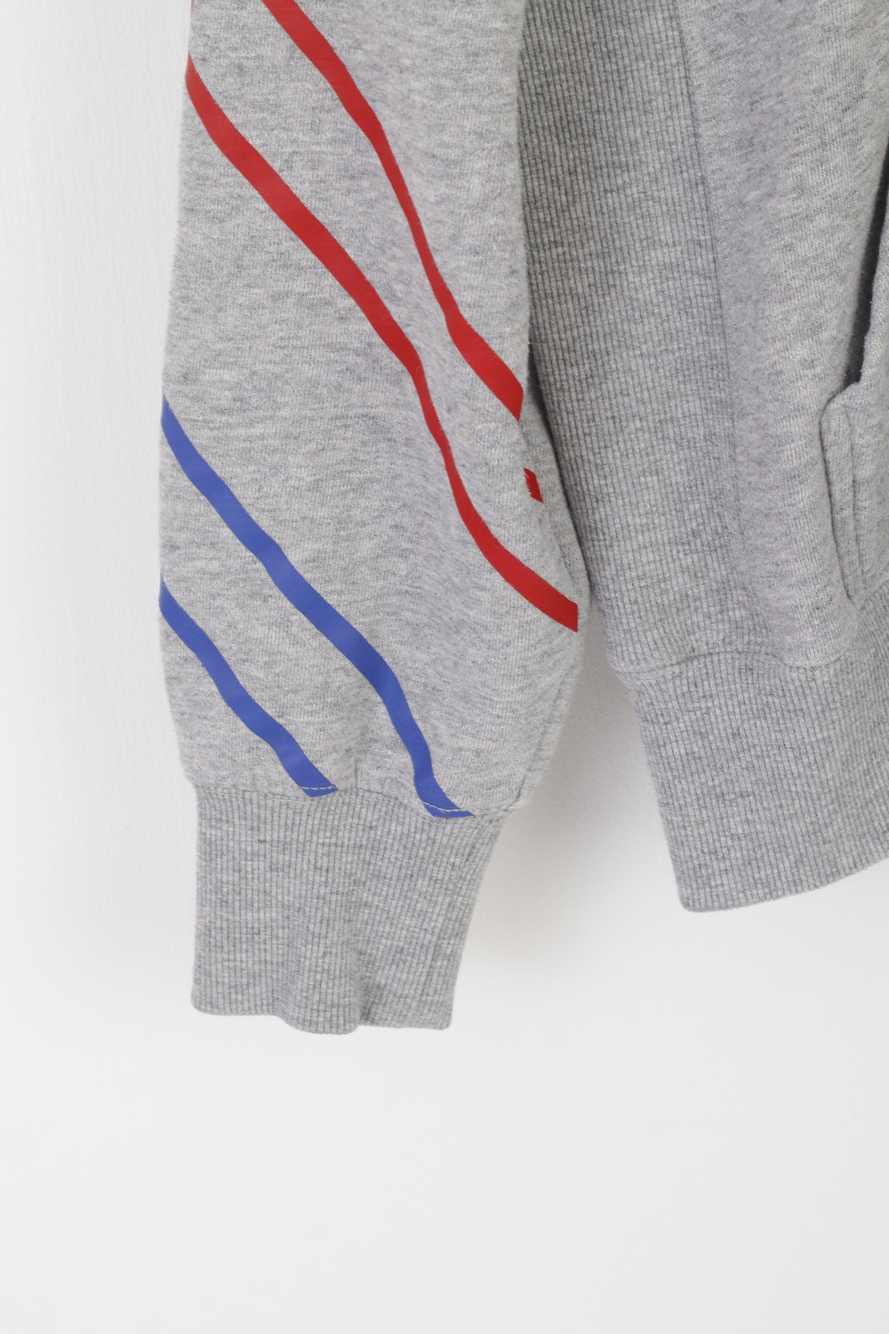 Superdry Men L Sweatshirt Gray Cotton Vintage Logo Sportswear Hoooded Top