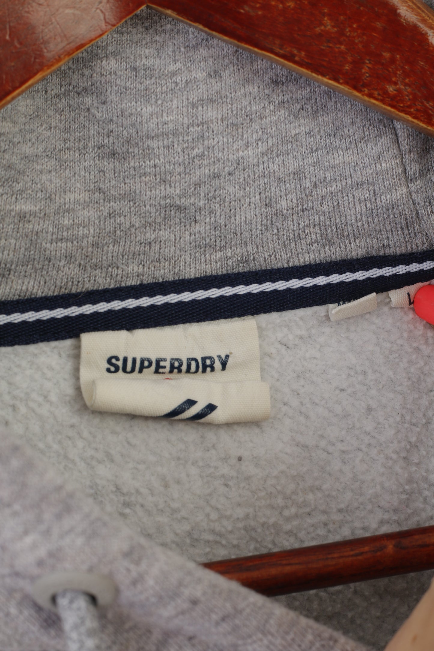 Superdry Homme L Sweatshirt Gris Coton Vintage Logo Sportswear Haut À Capuche