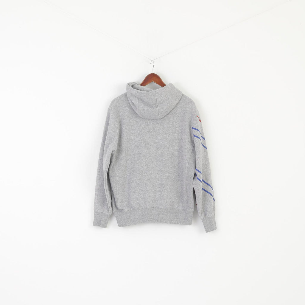Felpa da uomo L Superdry Top in cotone grigio con logo sportivo con cappuccio