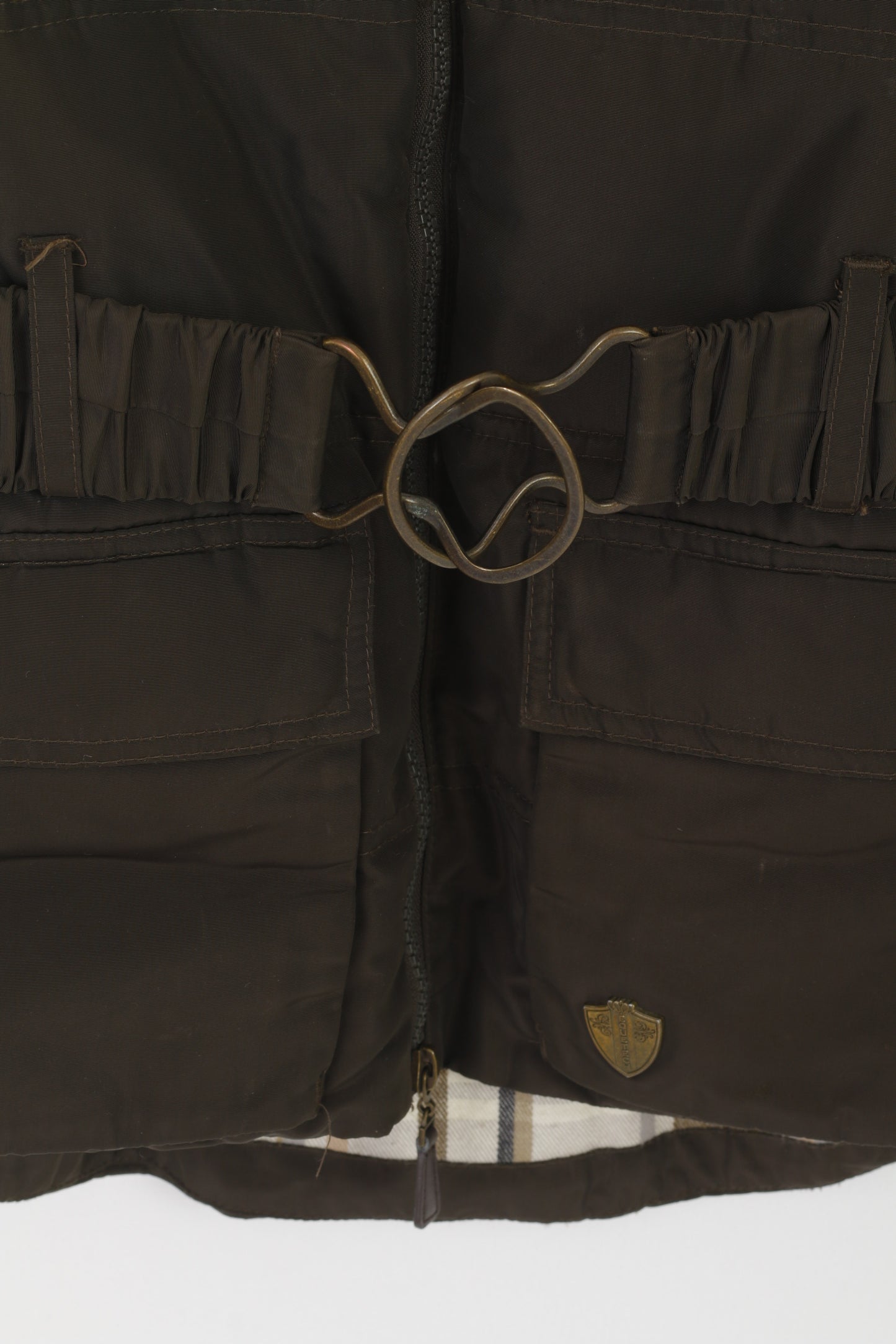 Gilet senza maniche con cintura da equitazione Equetech da donna XS marrone con cerniera