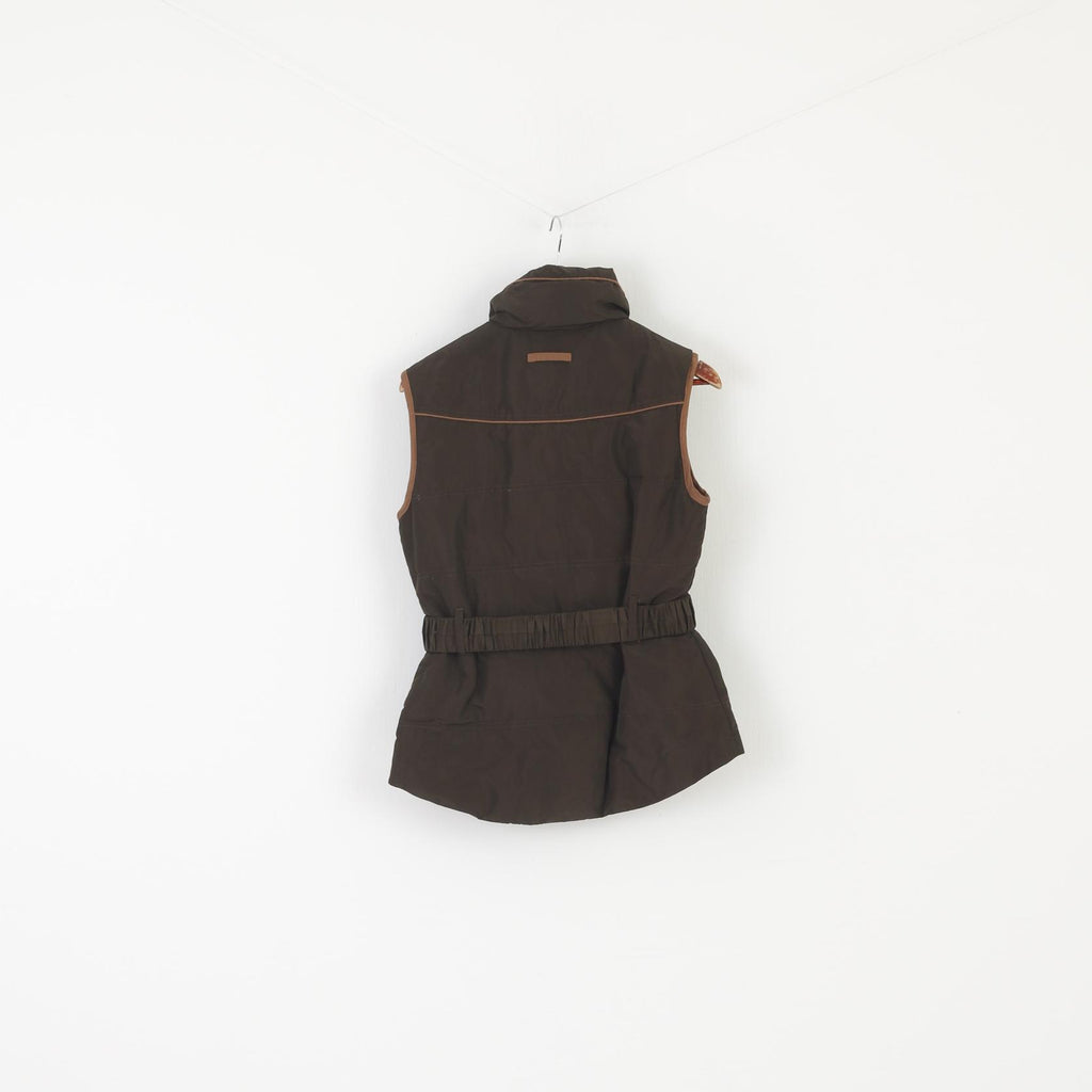 Equetech Femmes XS Bodywarmer Marron Zip Up Equitation Ceinturé Gilet Sans Manches
