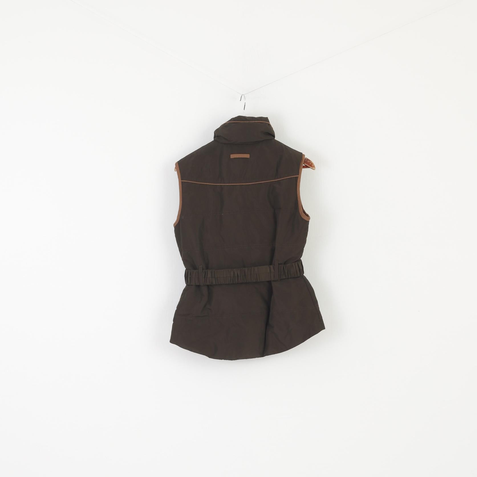 Equetech Femmes XS Bodywarmer Marron Zip Up Equitation Ceinturé Gilet Sans Manches