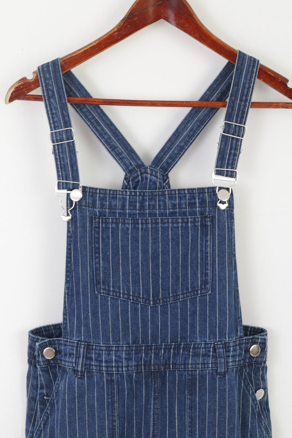 TU Women 10 S Denim Dress Navy Cotton Striped Mini Dungaree Sport