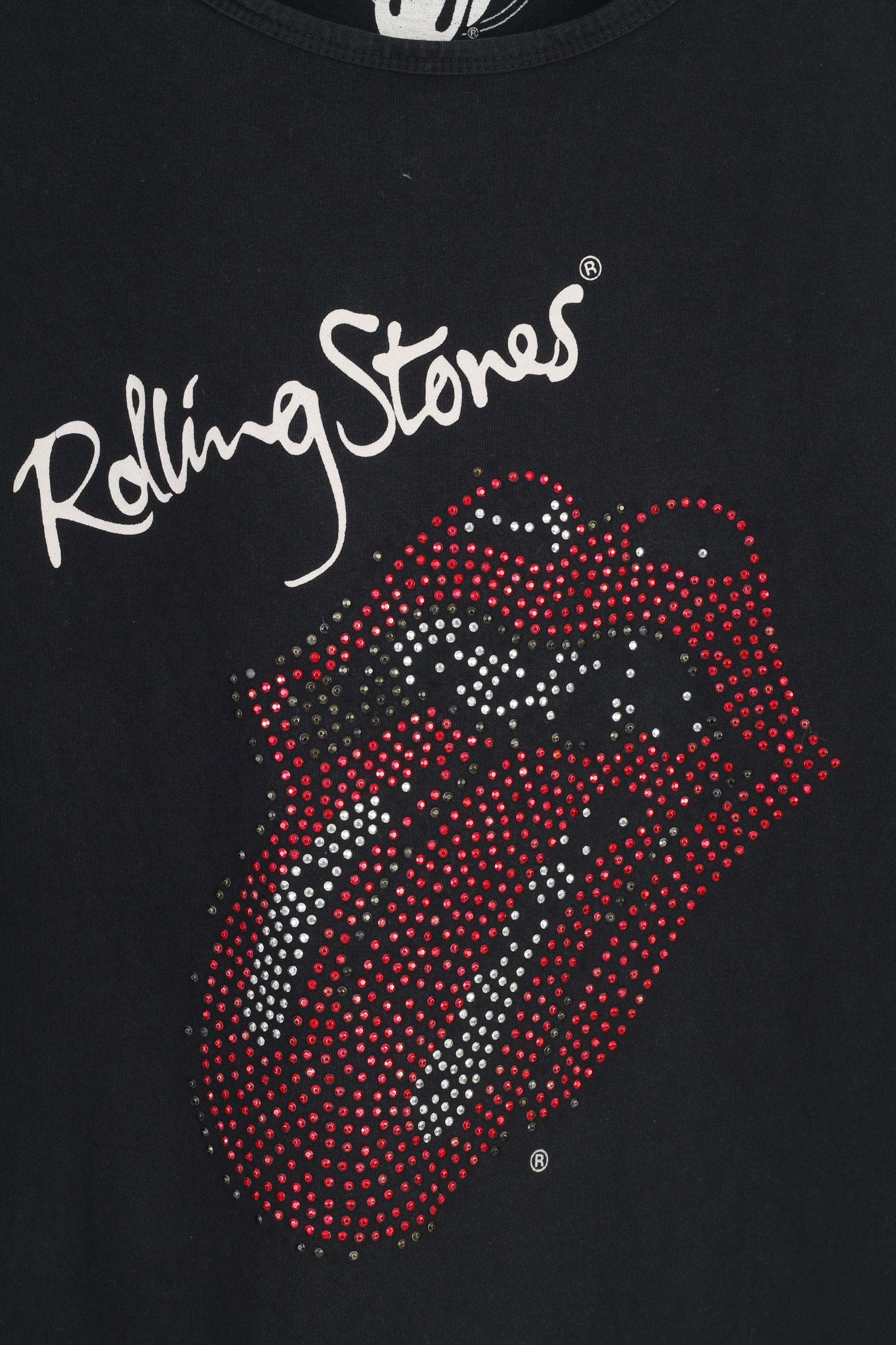 Maglietta da donna 170 S dei Rolling Stones Grafica con bocca nera in cotone vestibilità vintage Top degli anni '50