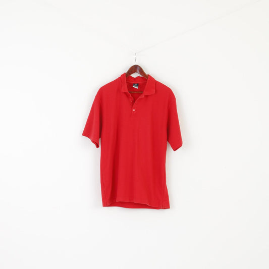 Nike Men L Polo Shirt Red Cotton Dri-Fit Golf Sportswear Vintage Short Sleeve Top