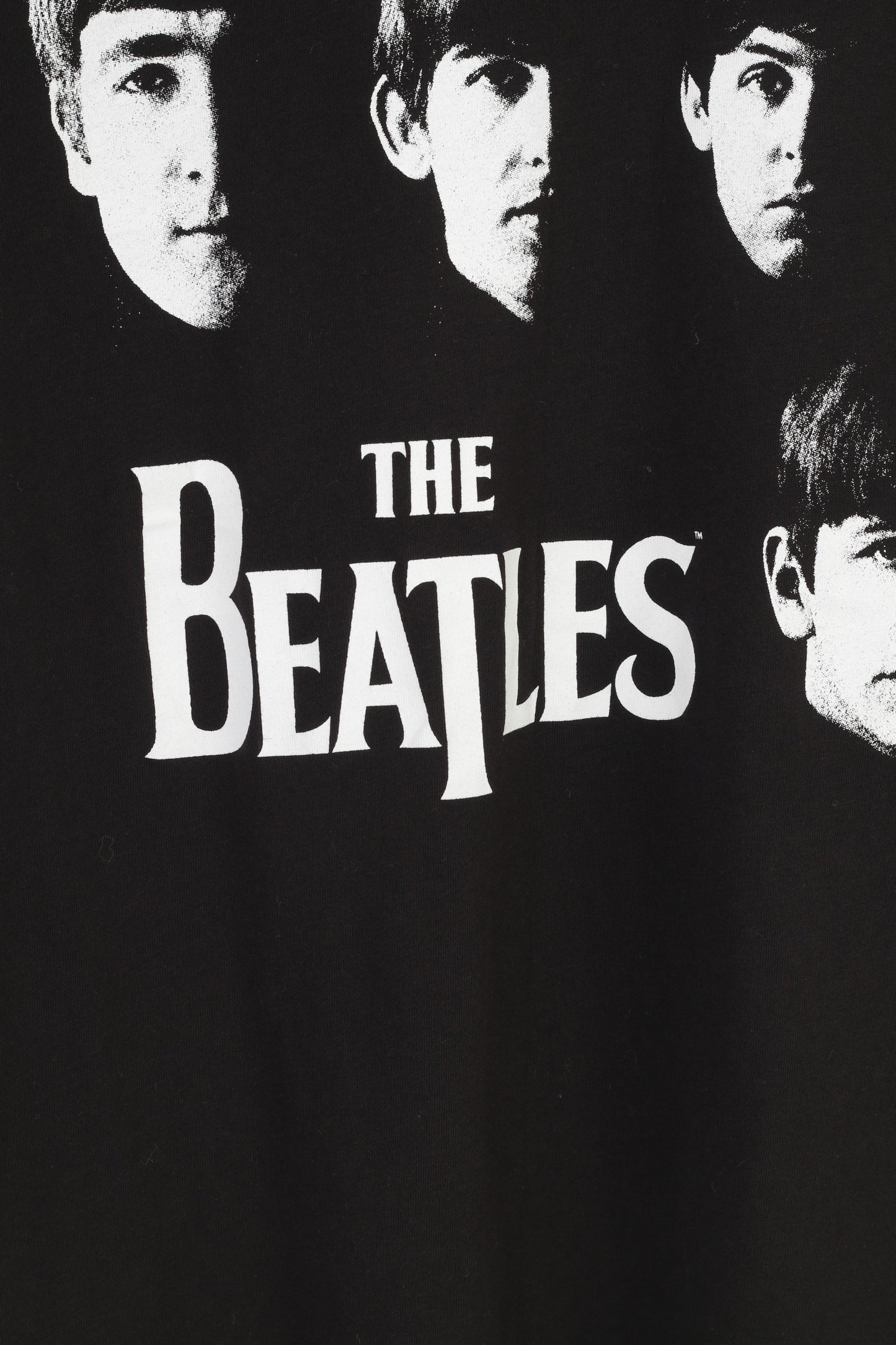Camicia da donna Cedar Wood State in cotone nero Top girocollo con grafica musicale dei Beatles