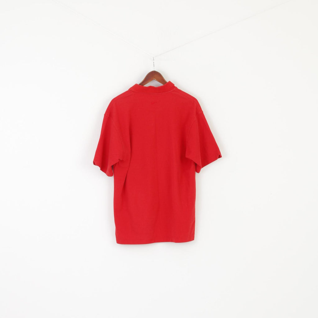 Nike Men L Polo Shirt Red Cotton Dri-Fit Golf Sportswear Vintage Short Sleeve Top