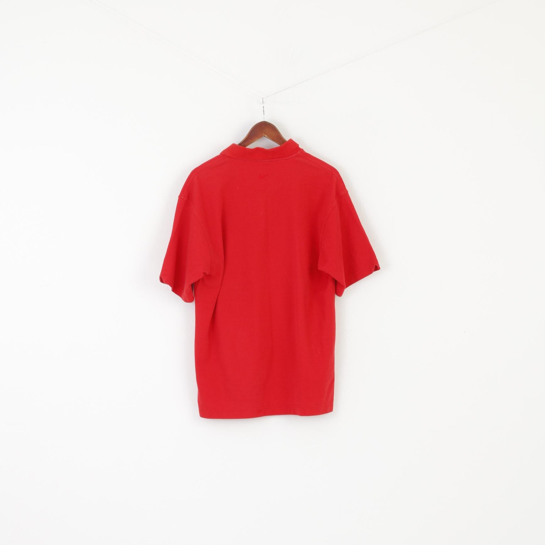 Nike Homme L Polo Rouge Coton Dri-Fit Golf Sportswear Vintage Manches Courtes Haut